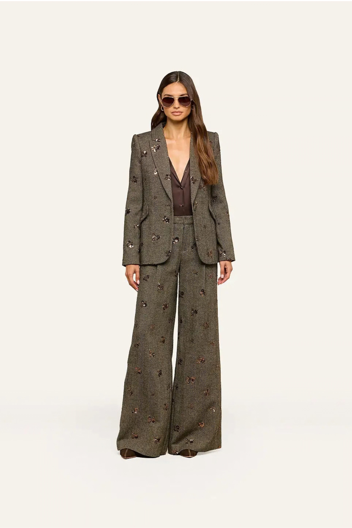 L'AGENCE Chamberlain Blazer - Beige/Black/Gold Flower