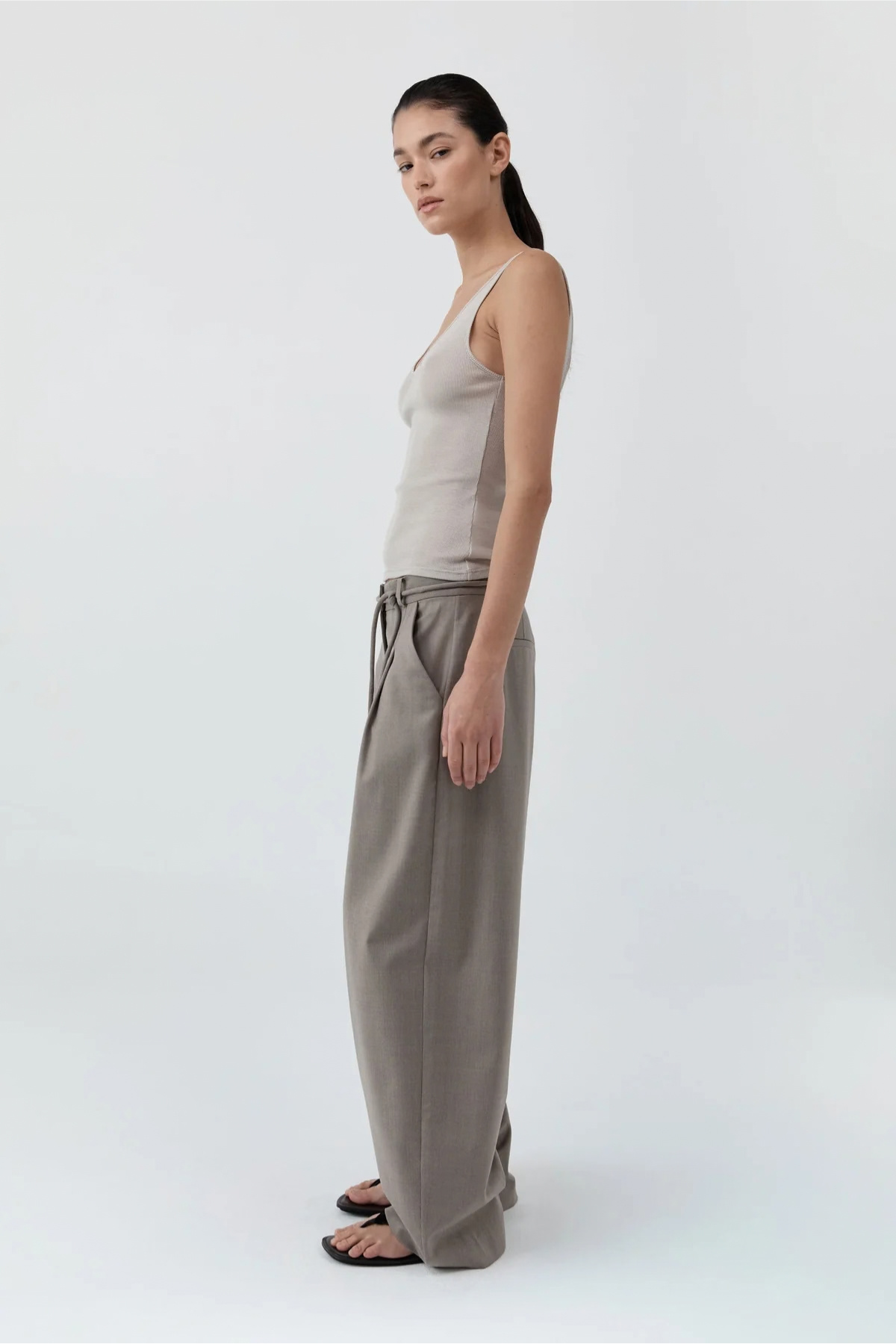 St. Agni Tailored Barrel Pants - Light Taupe