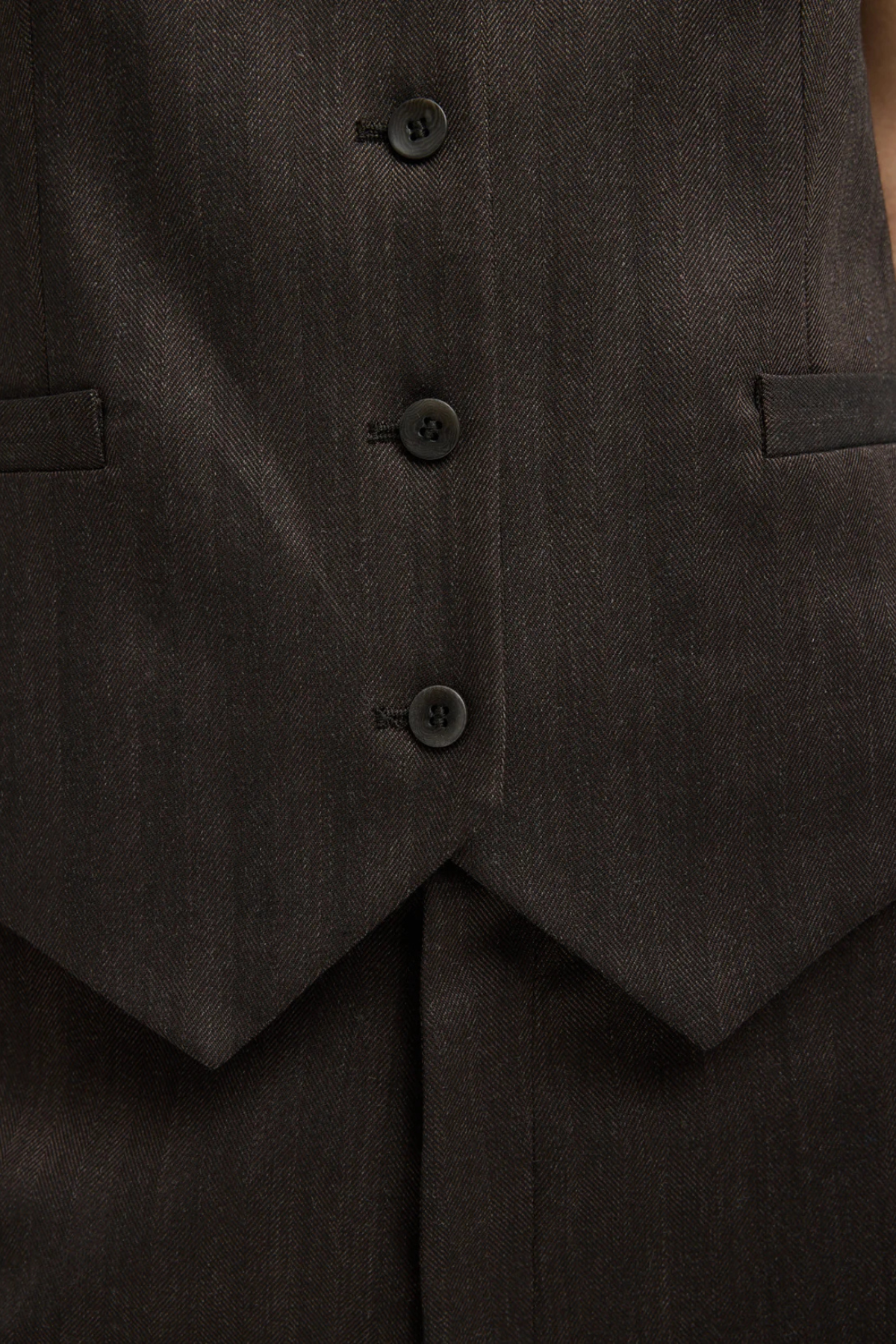 Tibi Herringbone Suiting Vest - Brown Multi