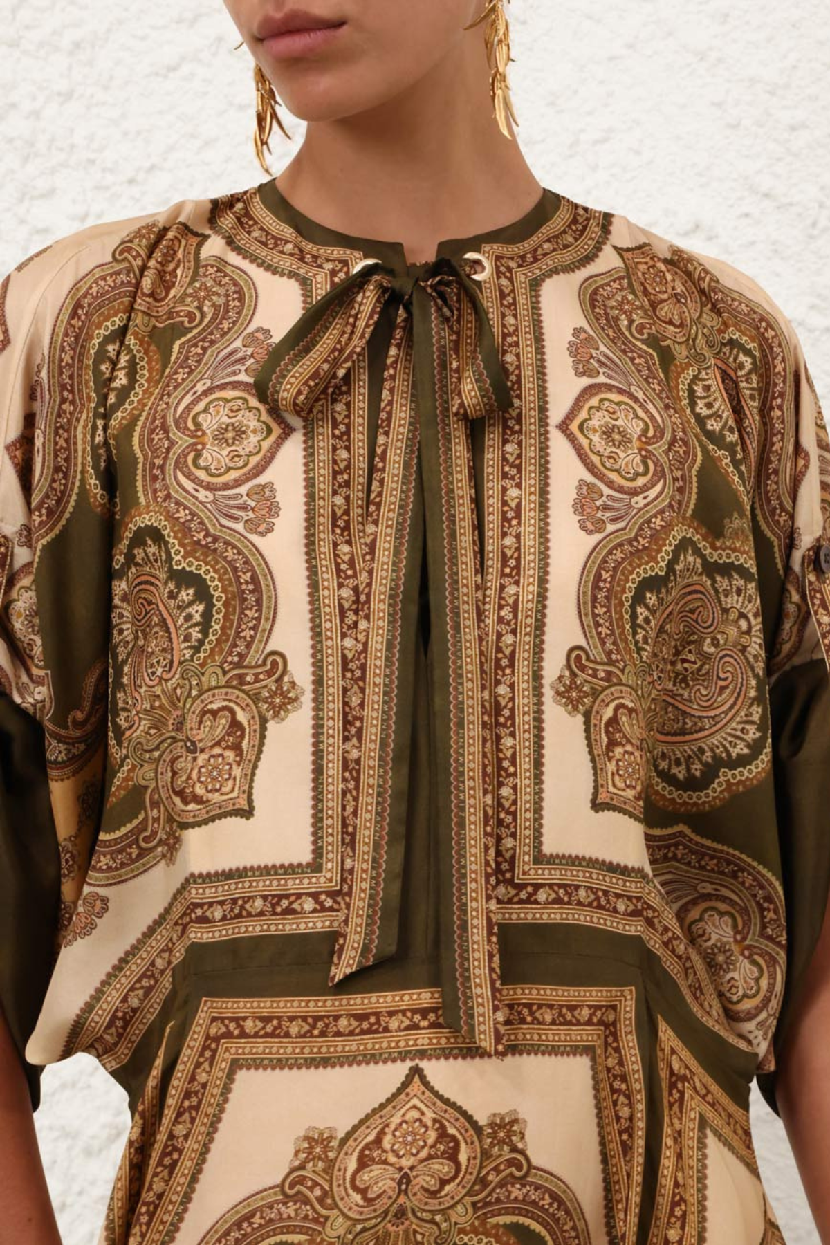 Zimmermann Mahon Tunic Midi Dress - Olive Paisley