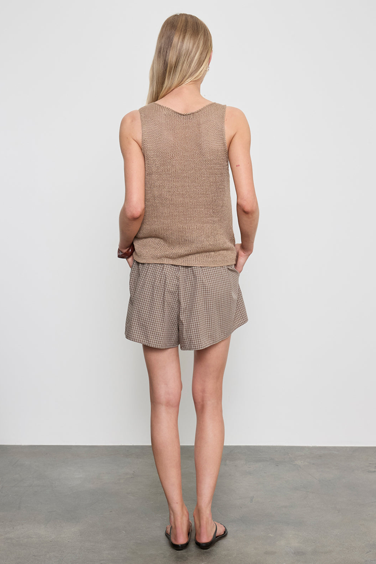 Enza Costa Linen Open Knit Tank - Flax