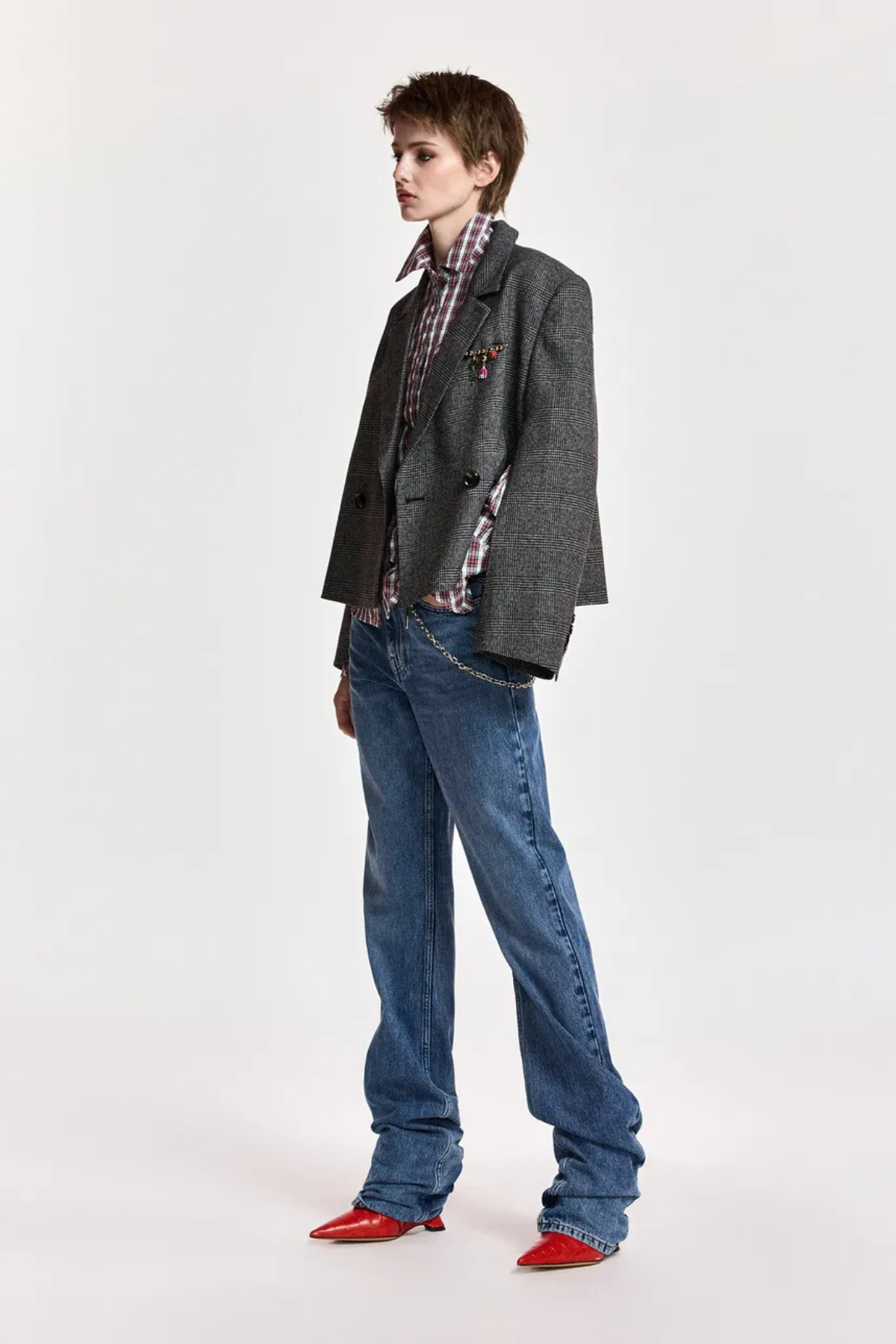 Essentiel Antwerp Kiana Cropped Blazer - Charcoal Chic
