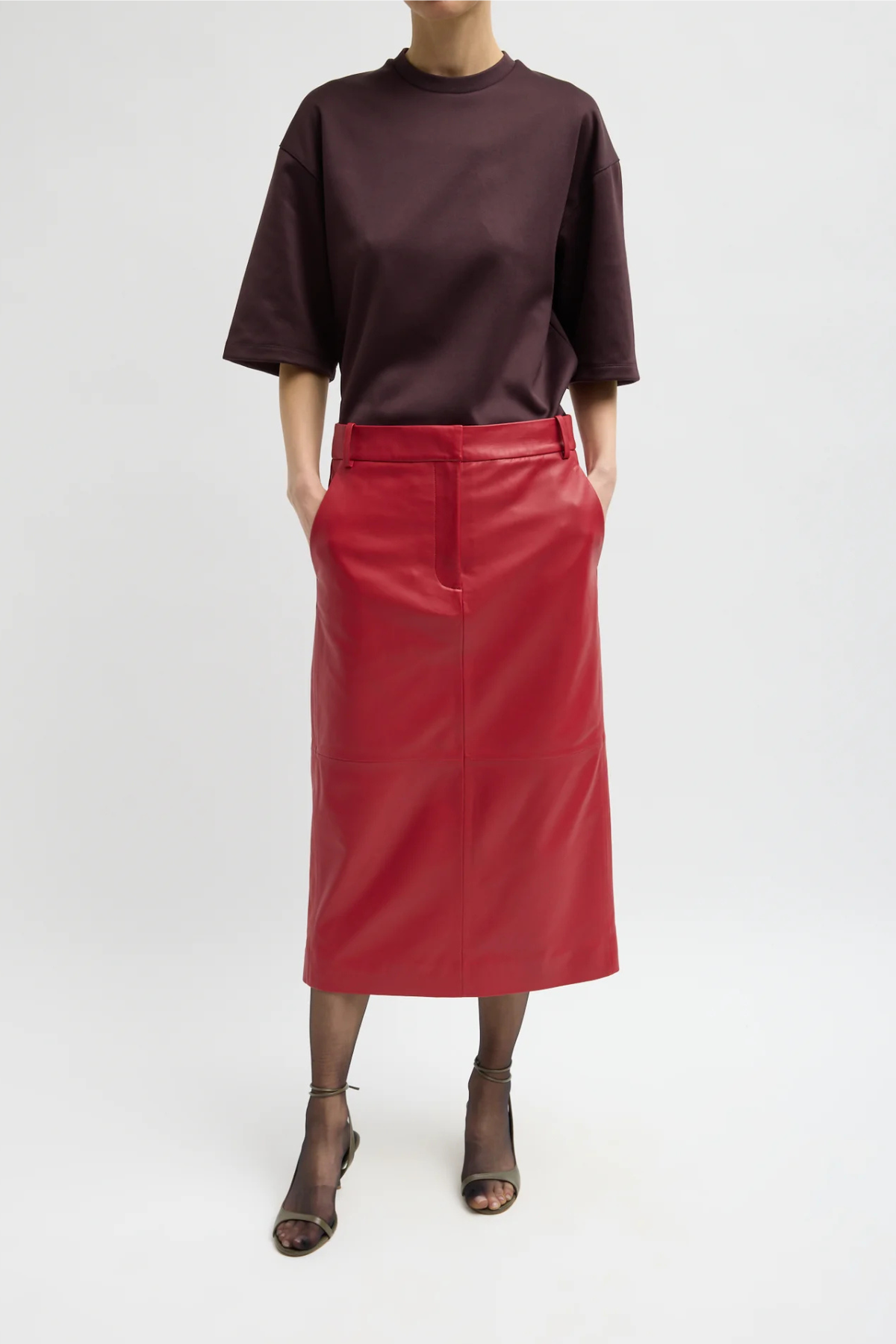 Tibi Active Knit Easy T-Shirt - Brown