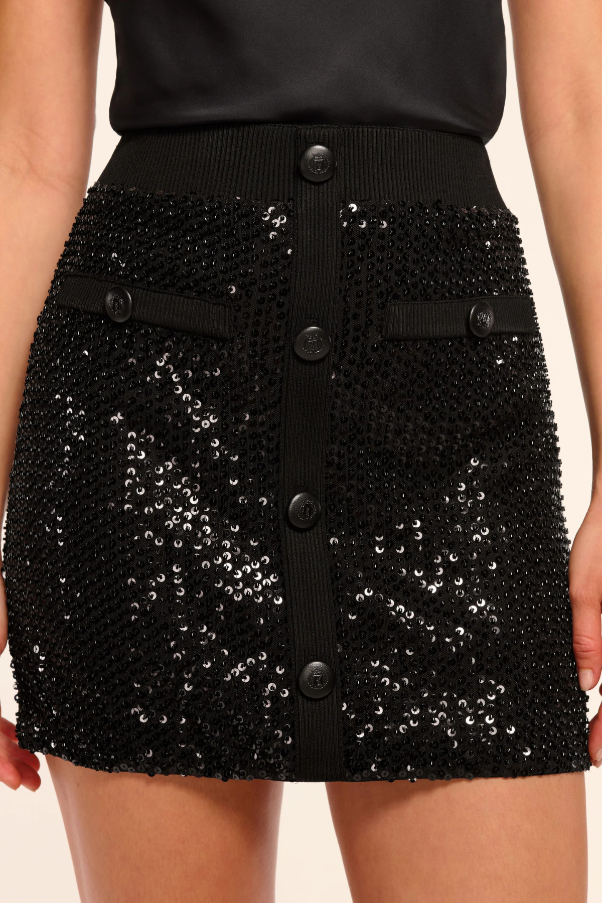 Ramy Brook Ashley Beaded Sequin Mini Skirt