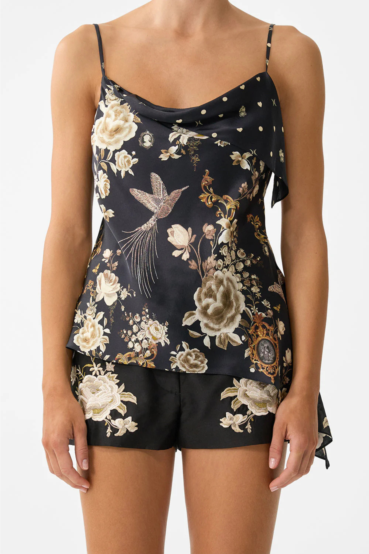 Camilla Asymmetric Draped Top - Flamenco Folklore