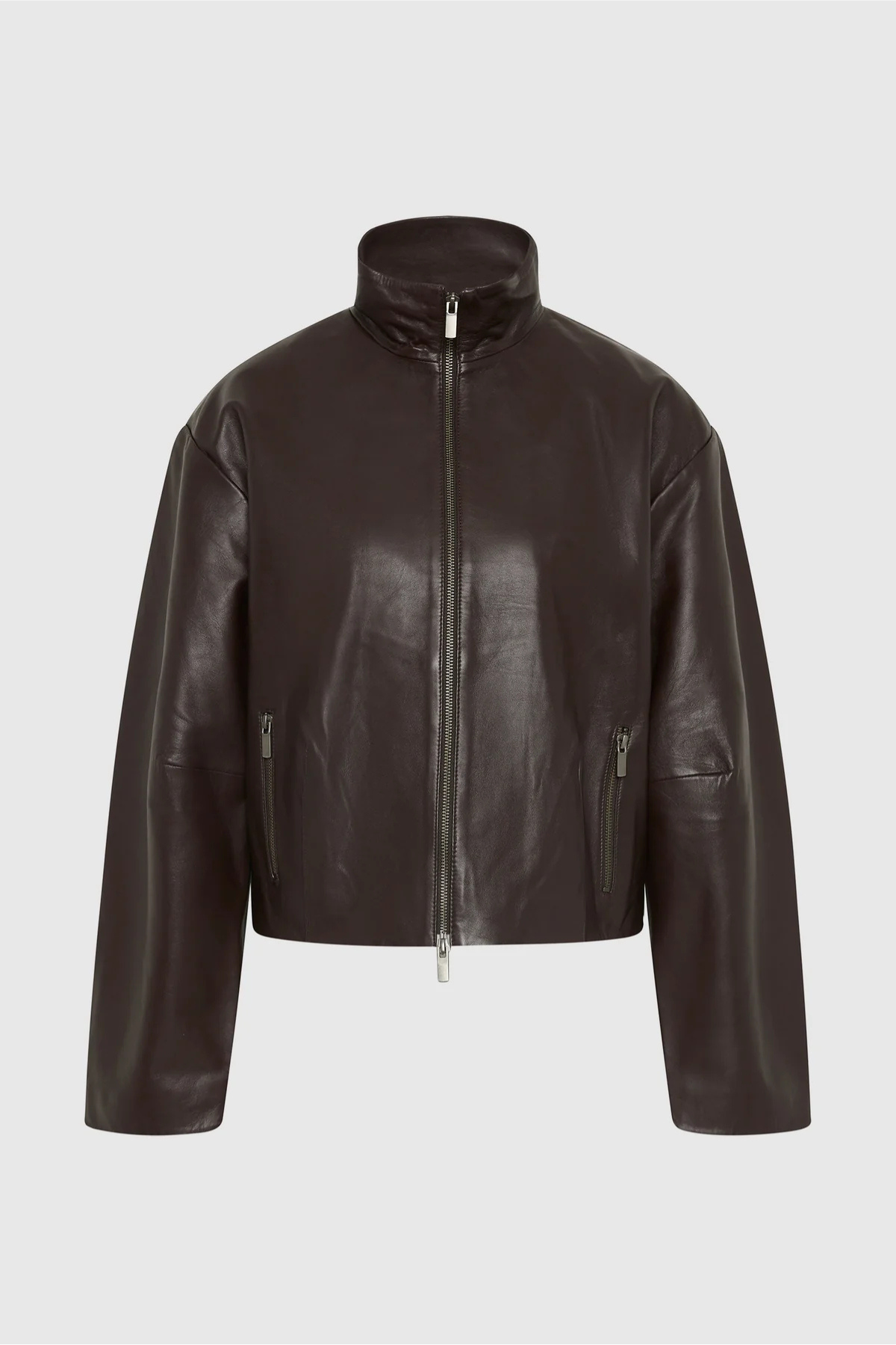 St. Agni Cocoon Zip Leather Jacket - Chocolate