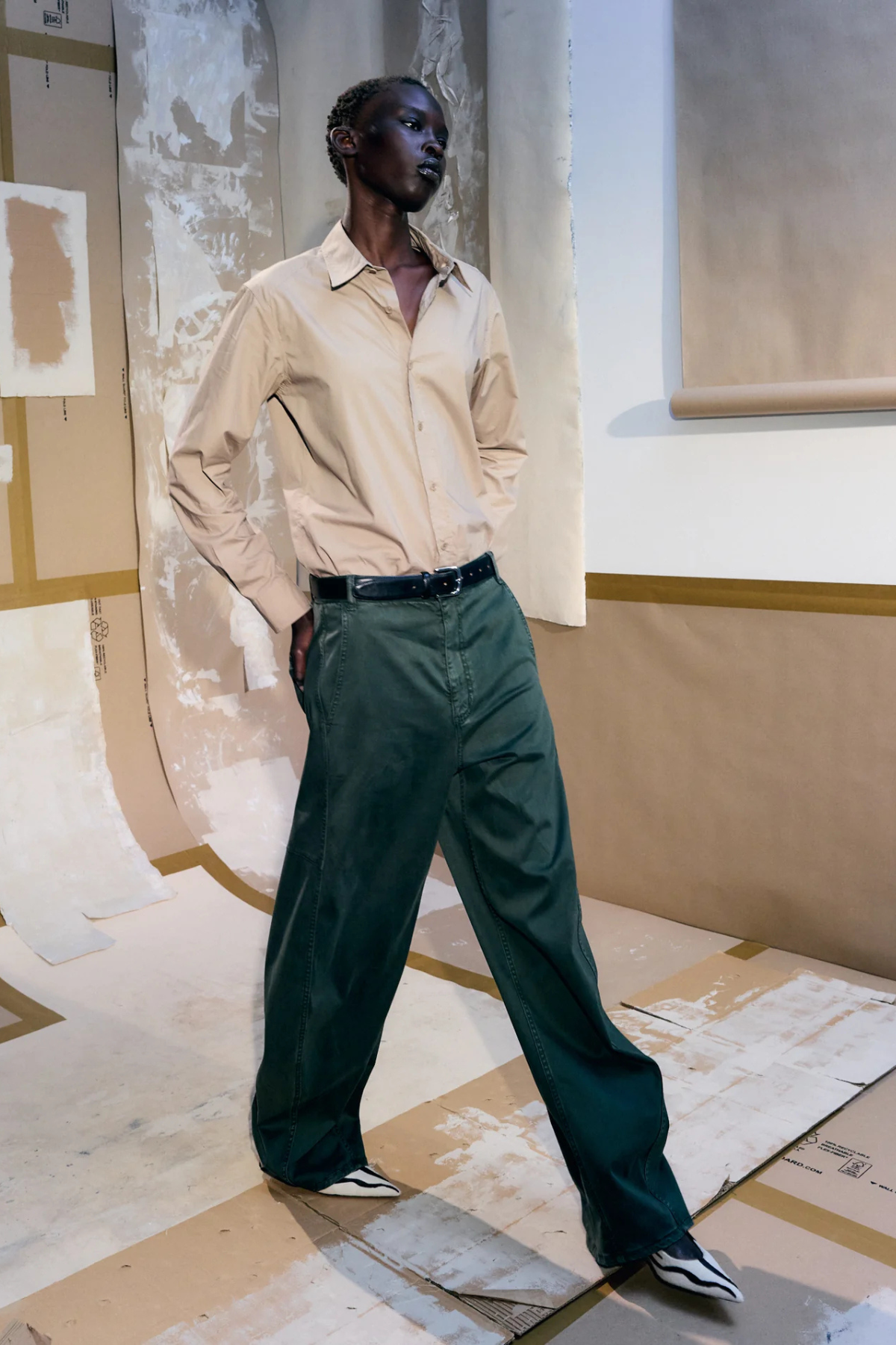 Tibi Reactive Garment Dyed Stretch Twill Sid Pant - Army Green