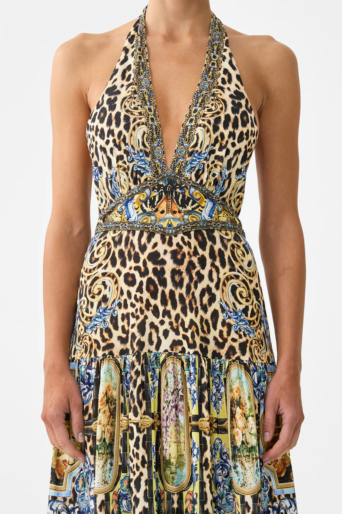 Camilla Halter Jersey Dress With Tiered Skirt - Sevillian Style