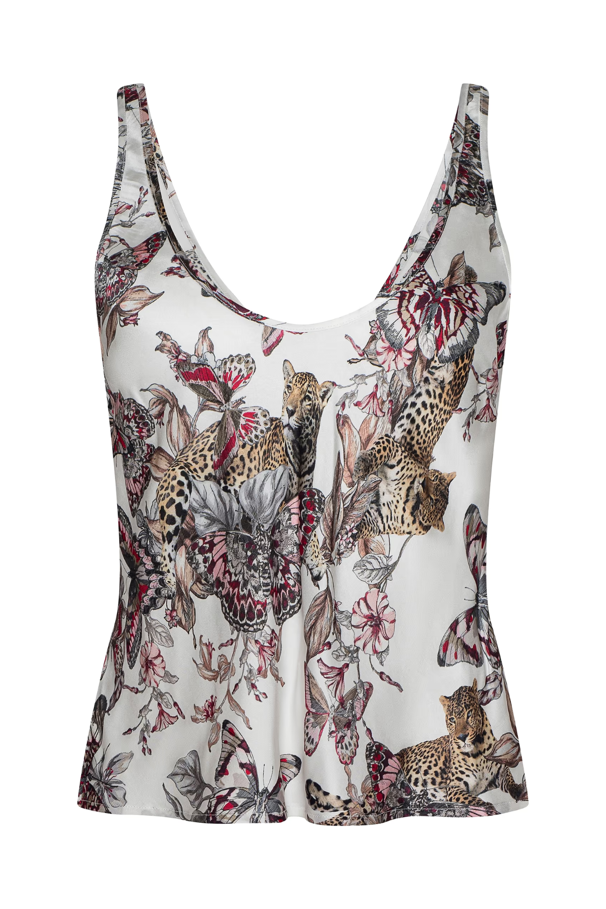 L’AGENCE Eddie Tank Top - White Multi Small Butterfly Jungle