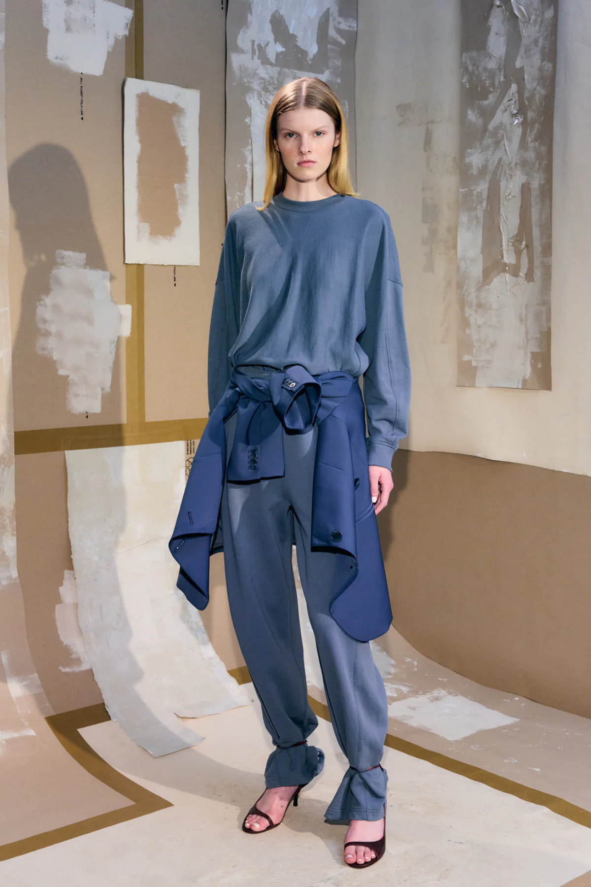 Tibi Light Weight Sweatshirting Winslow Pant - Blue Grey