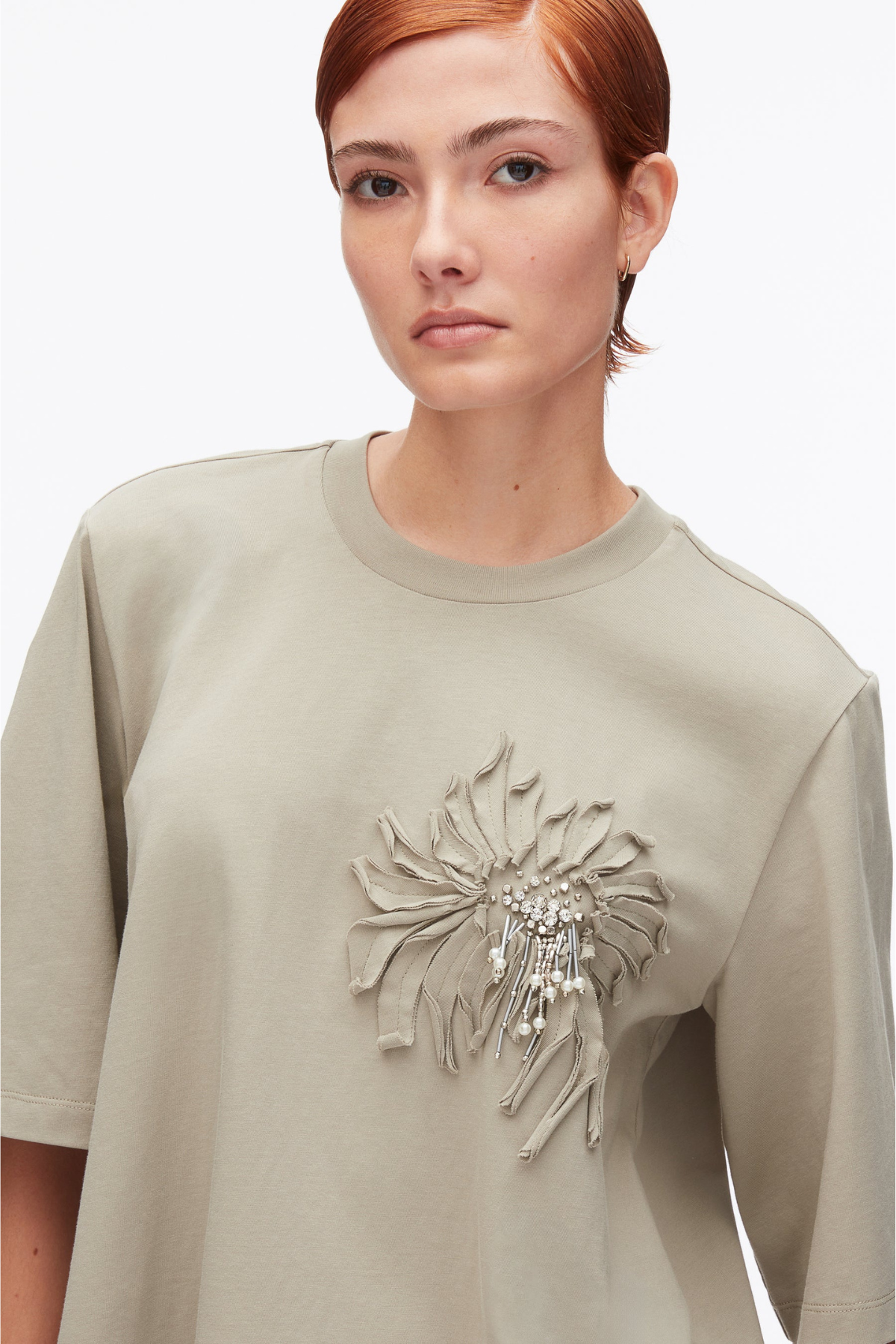 3.1 Phillip Lim Trapeze T-Shirt With Floral Applique