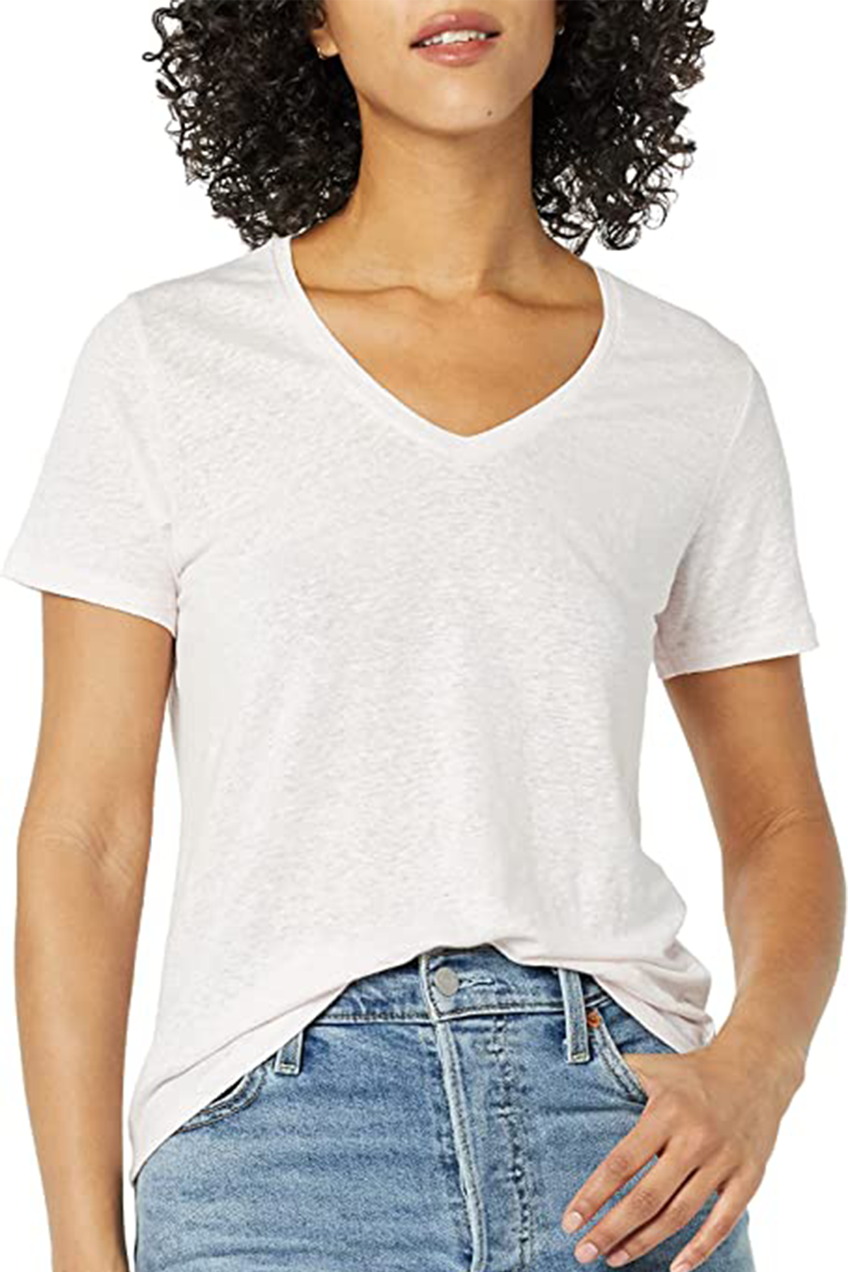 Majestic Filatures Stretch Linen Short Sleeve V-Neck