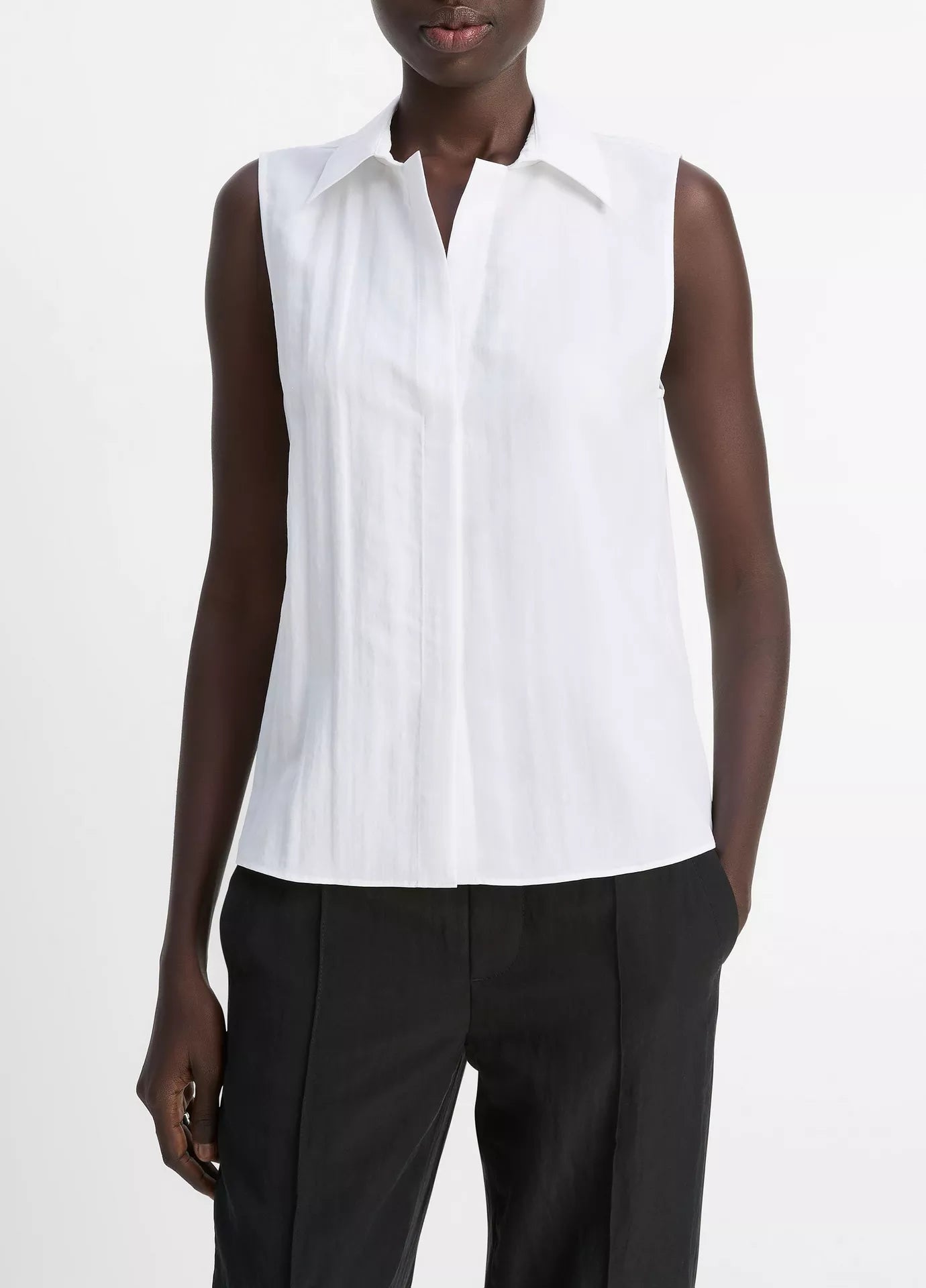 Vince Boxy Sleeveless Button-Front Shirt