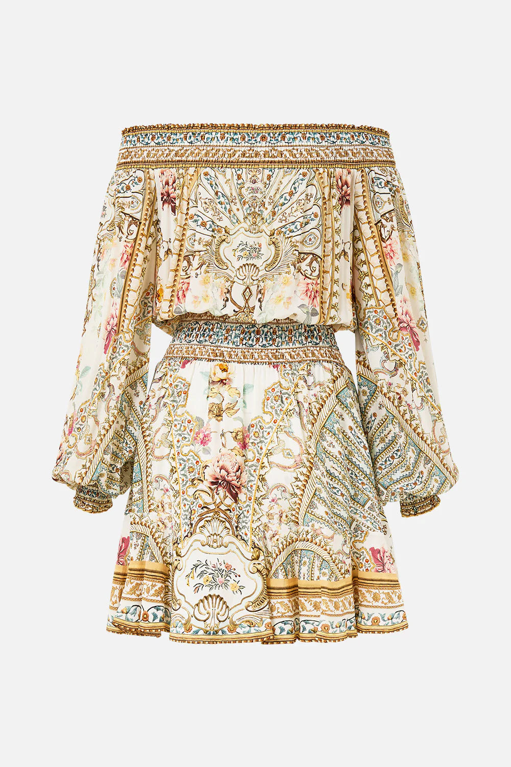 Vestido corto con hombros descubiertos de Camilla