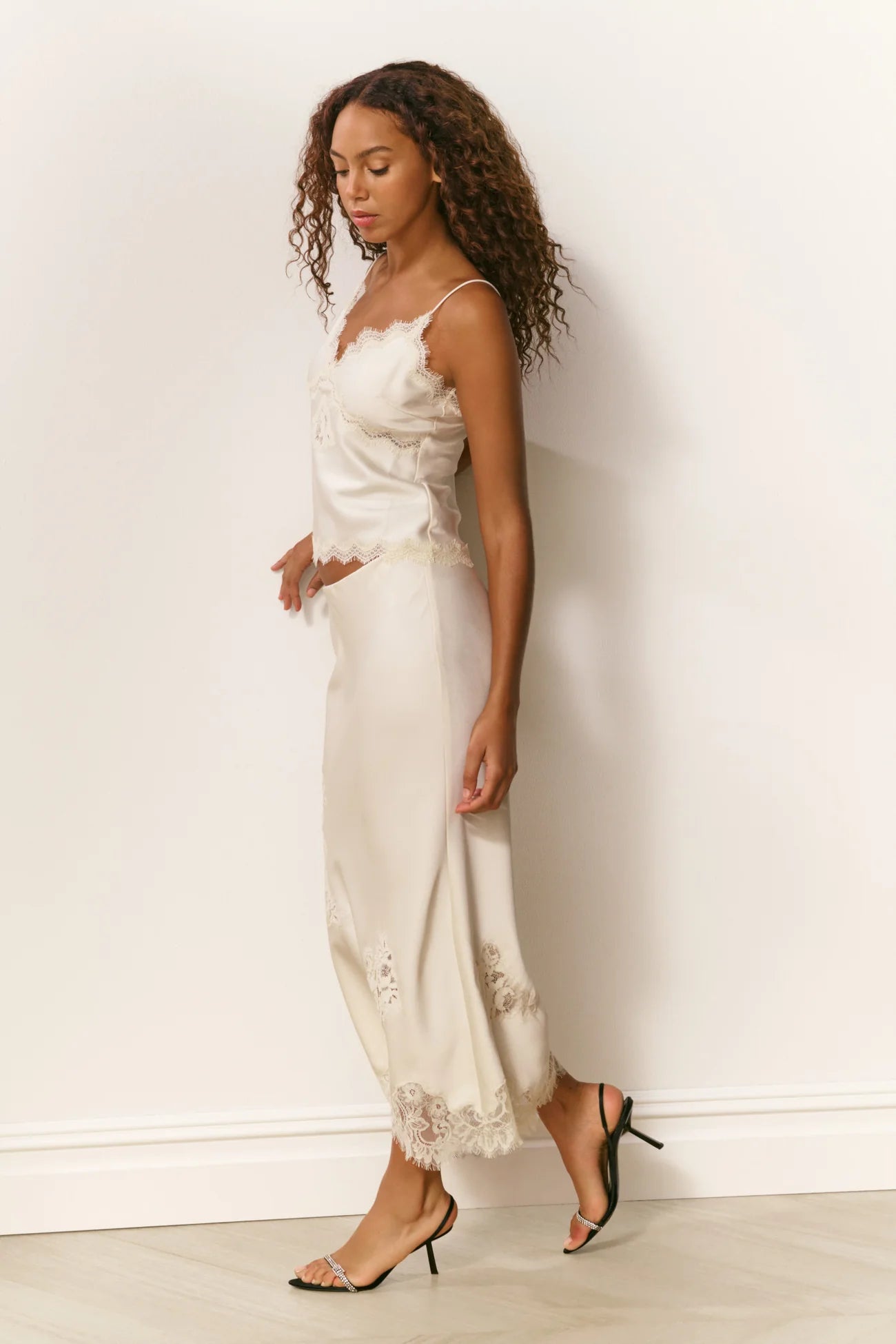 LoveShackFancy Vivia Satin Midi Skirt