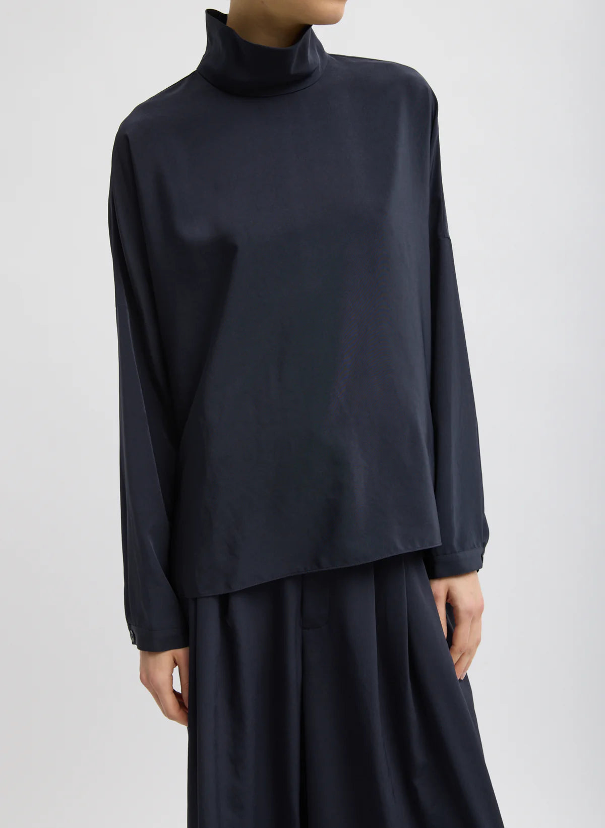 Tibi Relaxed Suiting Funnel Neck Dolman Sleeve Top