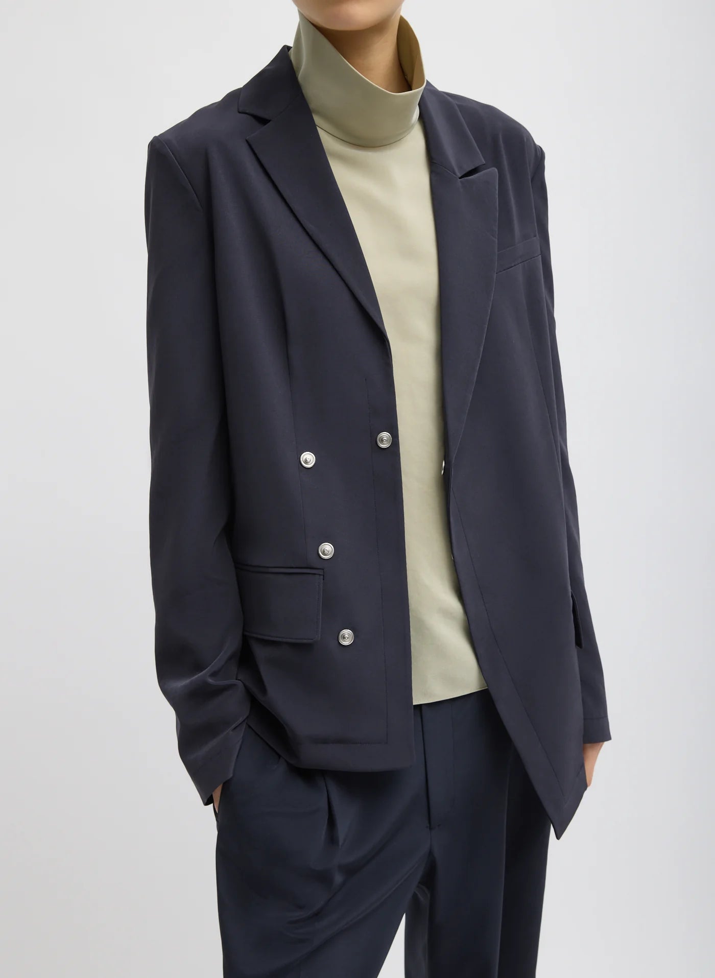 Tibi Relaxed Suiting Asymmetrical Wrap Blazer