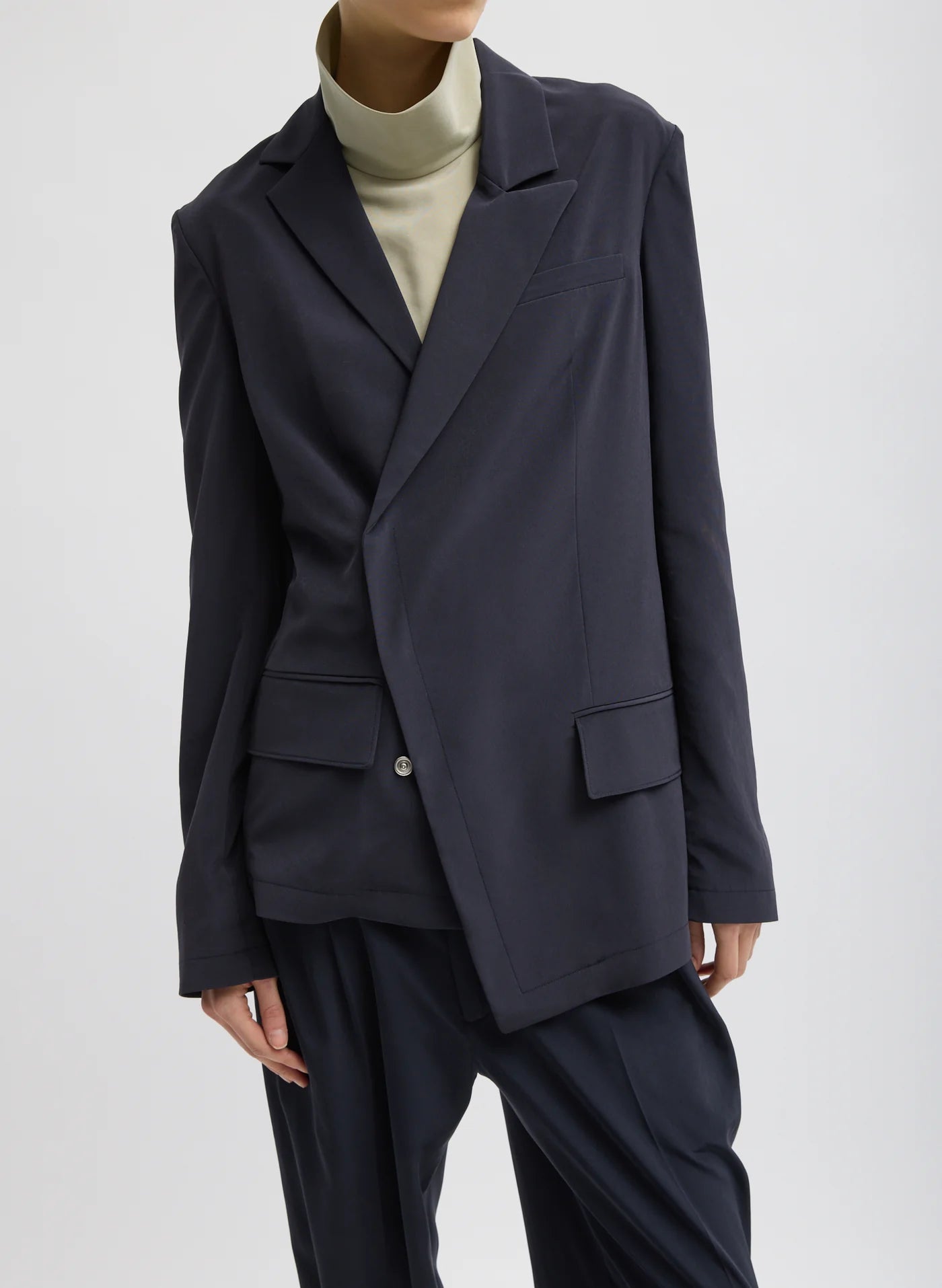 Tibi Relaxed Suiting Asymmetrical Wrap Blazer