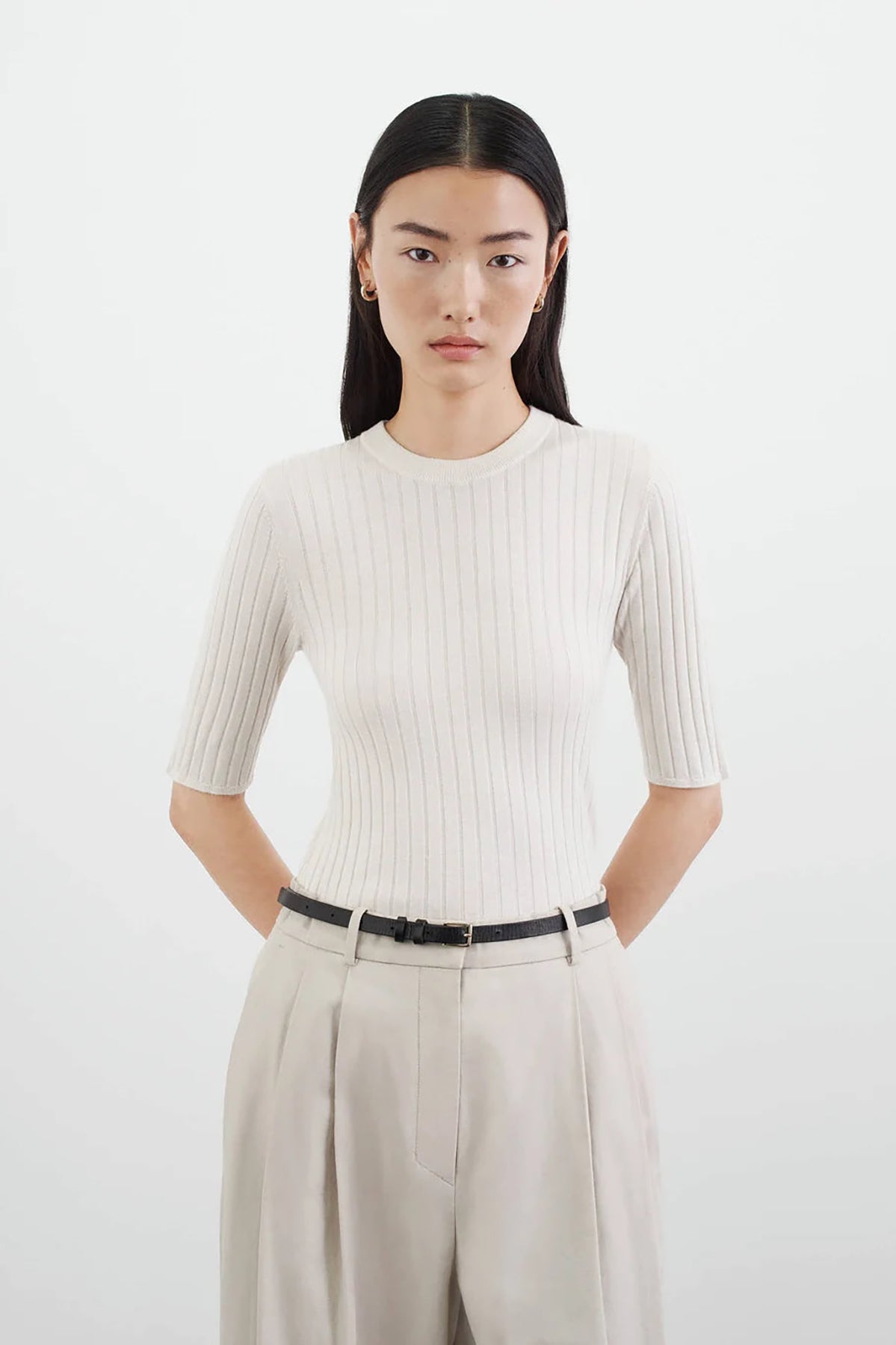 Soft Goat Fine Knit Rib T-shirt