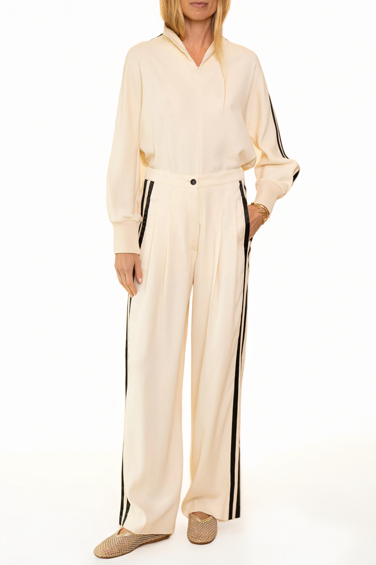 Forte Forte Stretch Cady Crepe Top With Knitted Edges