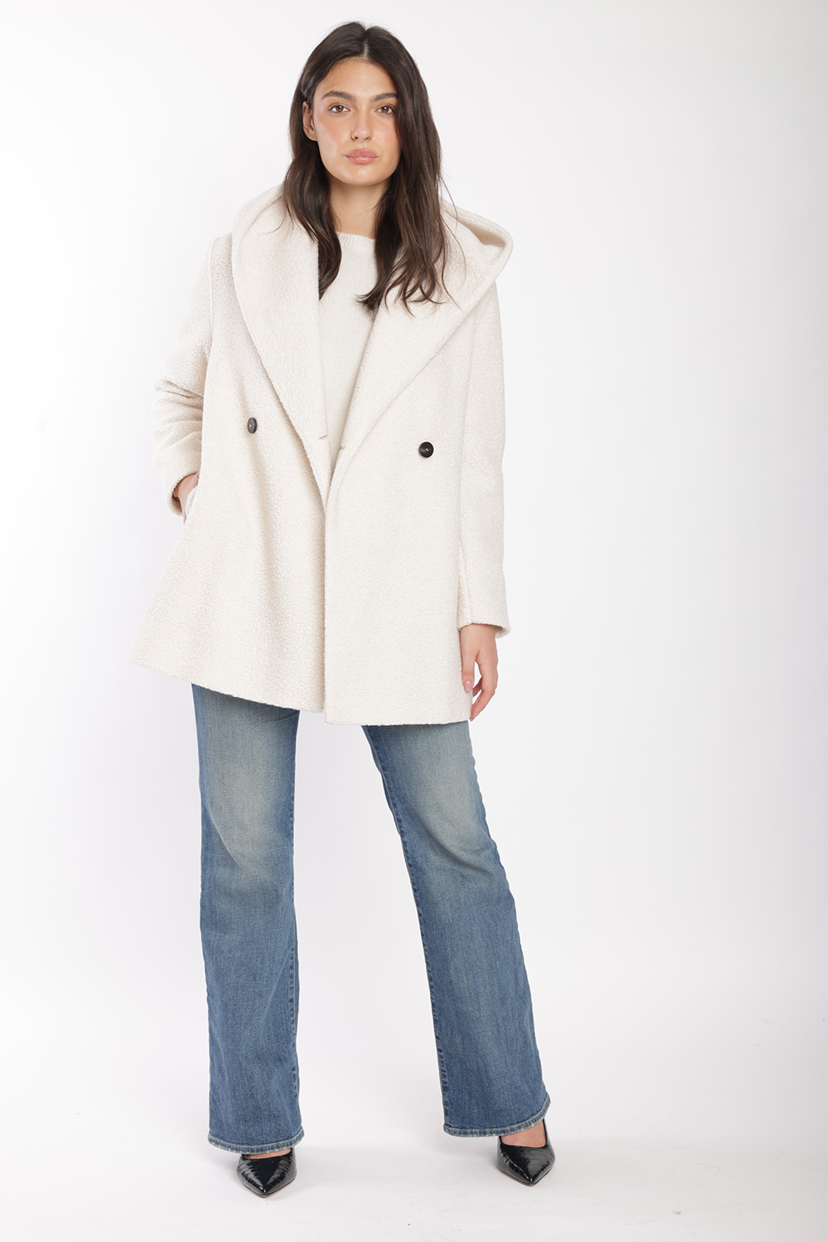 Harris Wharf Hooded Double Breasted Bouclé Jacket