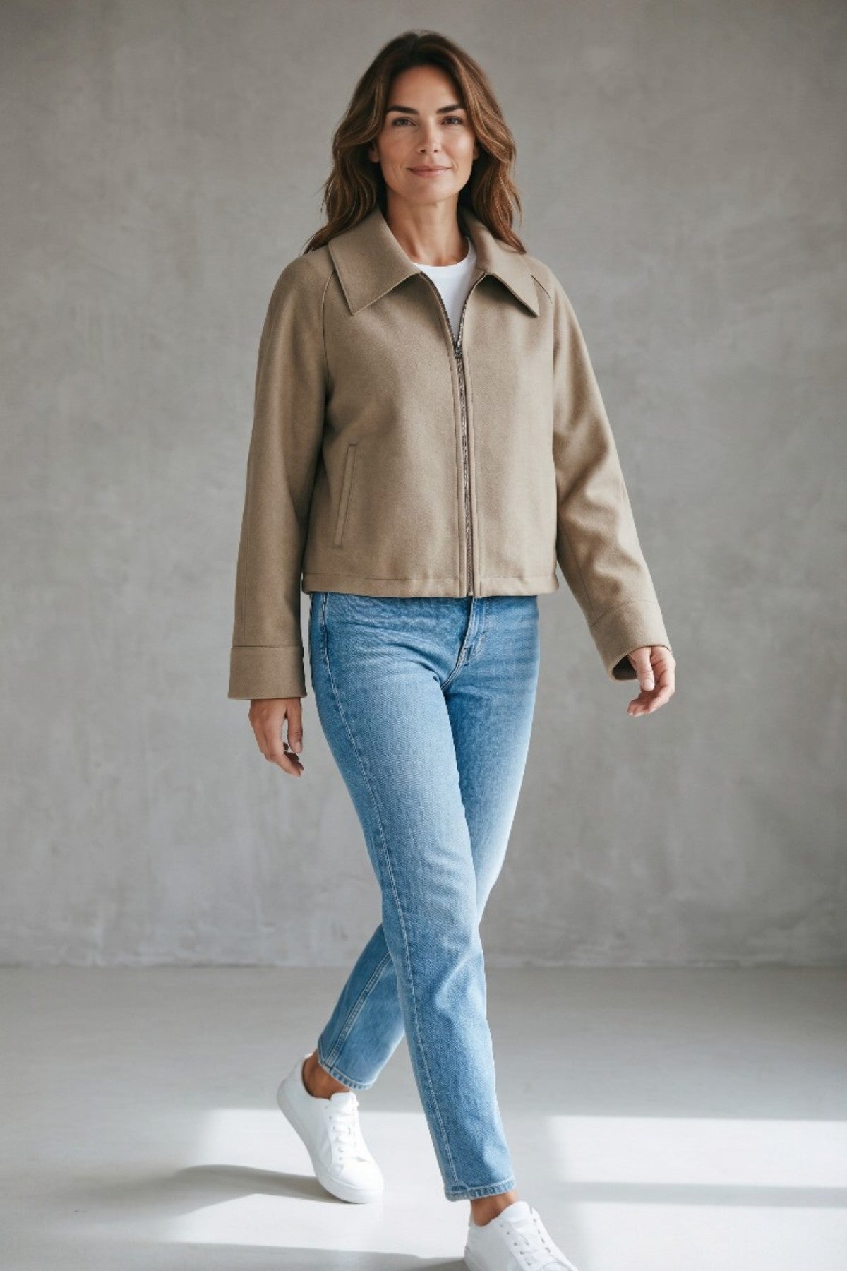 Harris Wharf Raglan Drawstring Jacket Light Pressed Wool - Dove