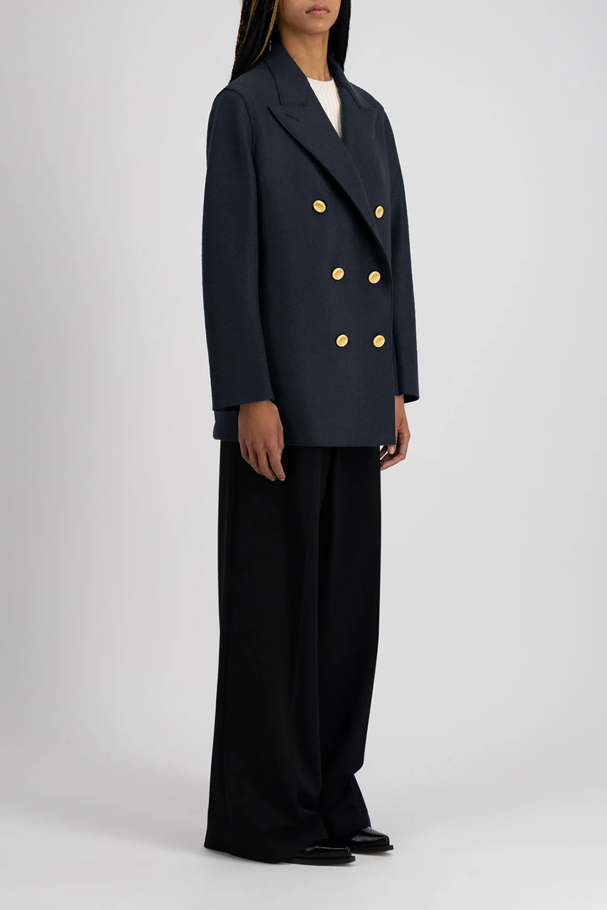 Harris Wharf Slouchy Peacoat Pressed Wool