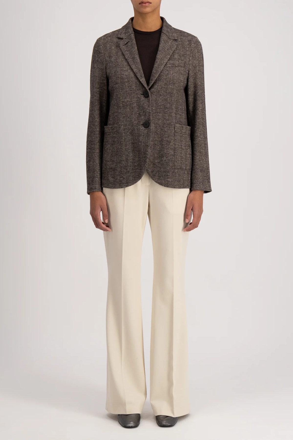 Harris Wharf Stand Up Collar Blazer Patterned Moleskin