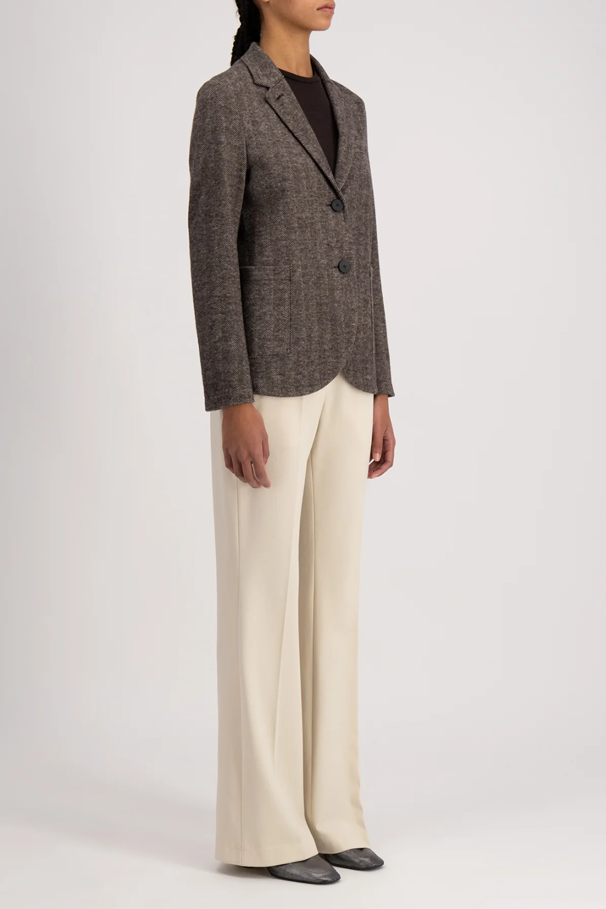 Harris Wharf Stand Up Collar Blazer Patterned Moleskin