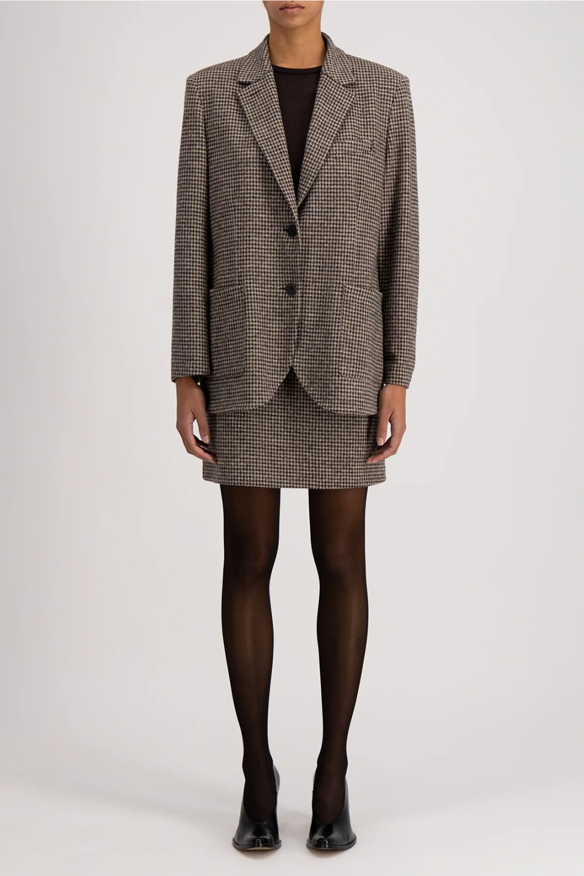 Harris Wharf Travel Blazer With Shoulder Pads Patterned Moleskin