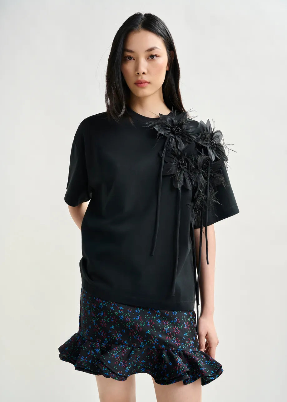 Essentiel Antwerp Cotton T-shirt With Floral Detail