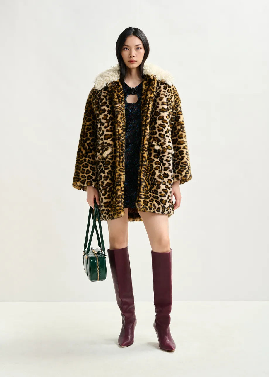 Abrigo de piel sintética de leopardo de Essentiel Antwerp