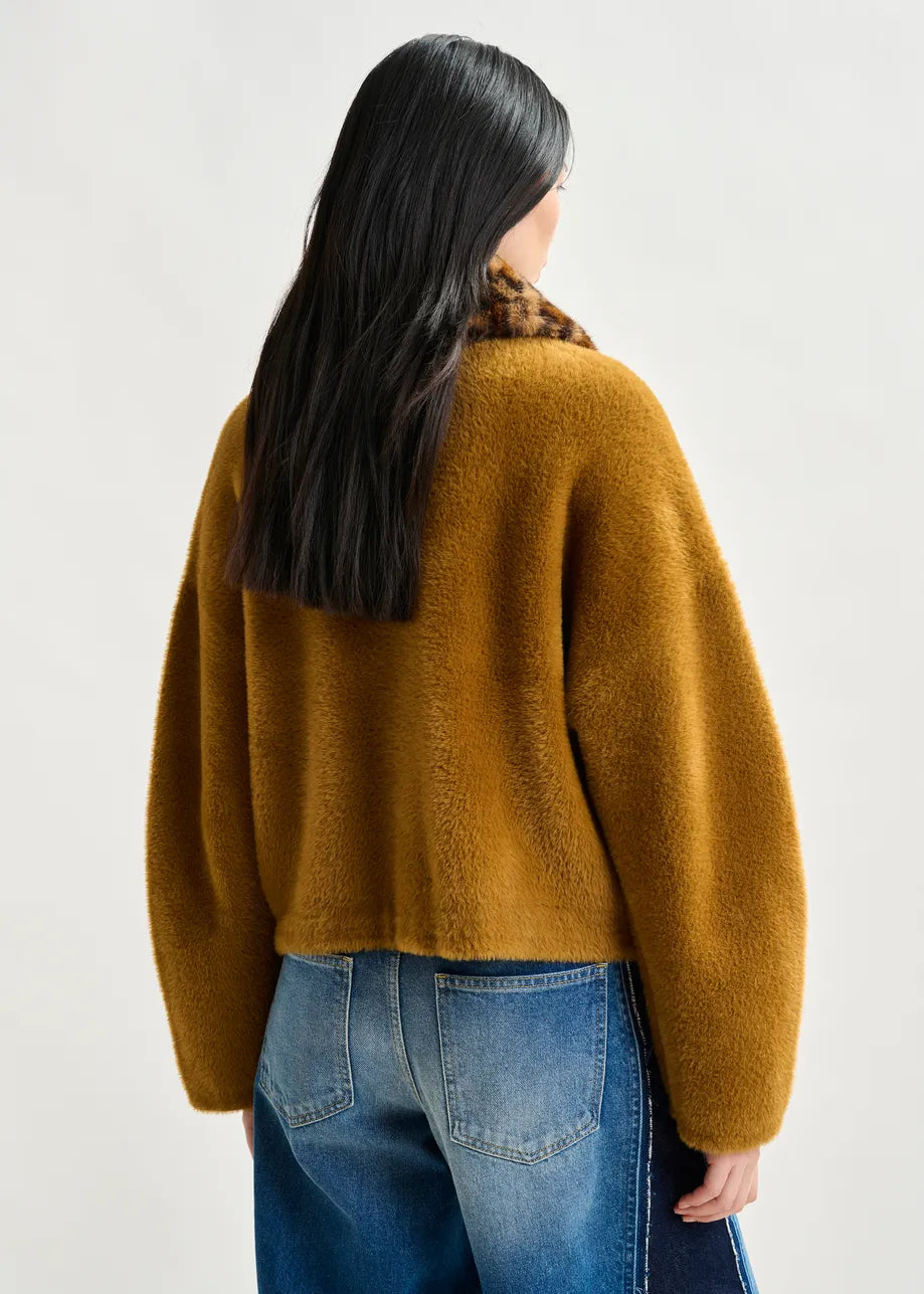 Essentiel Antwerp Cardigan With Removable Leopard Faux Fur Collar