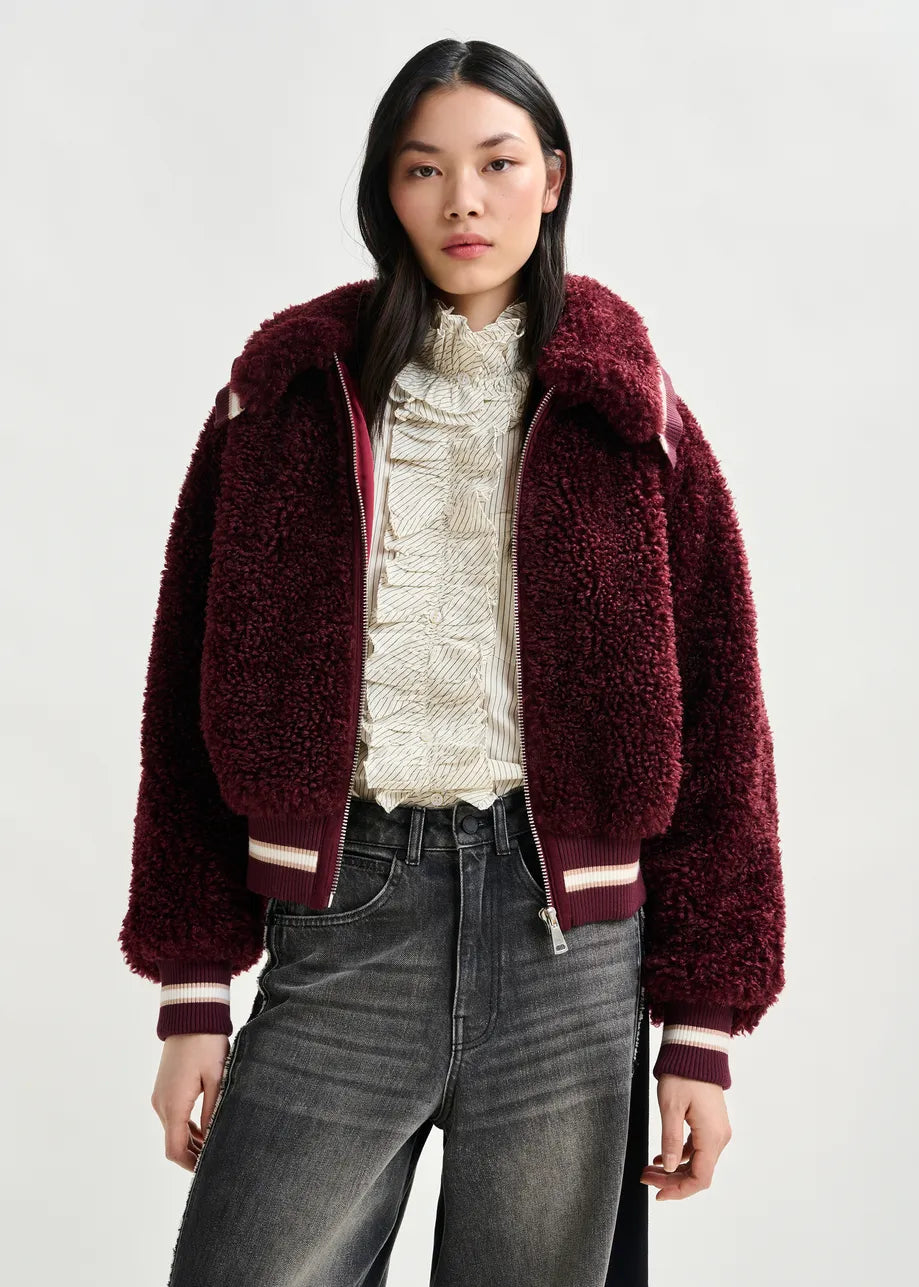 Essentiel Antwerp Oversized Faux Shearling Bomber Jacket