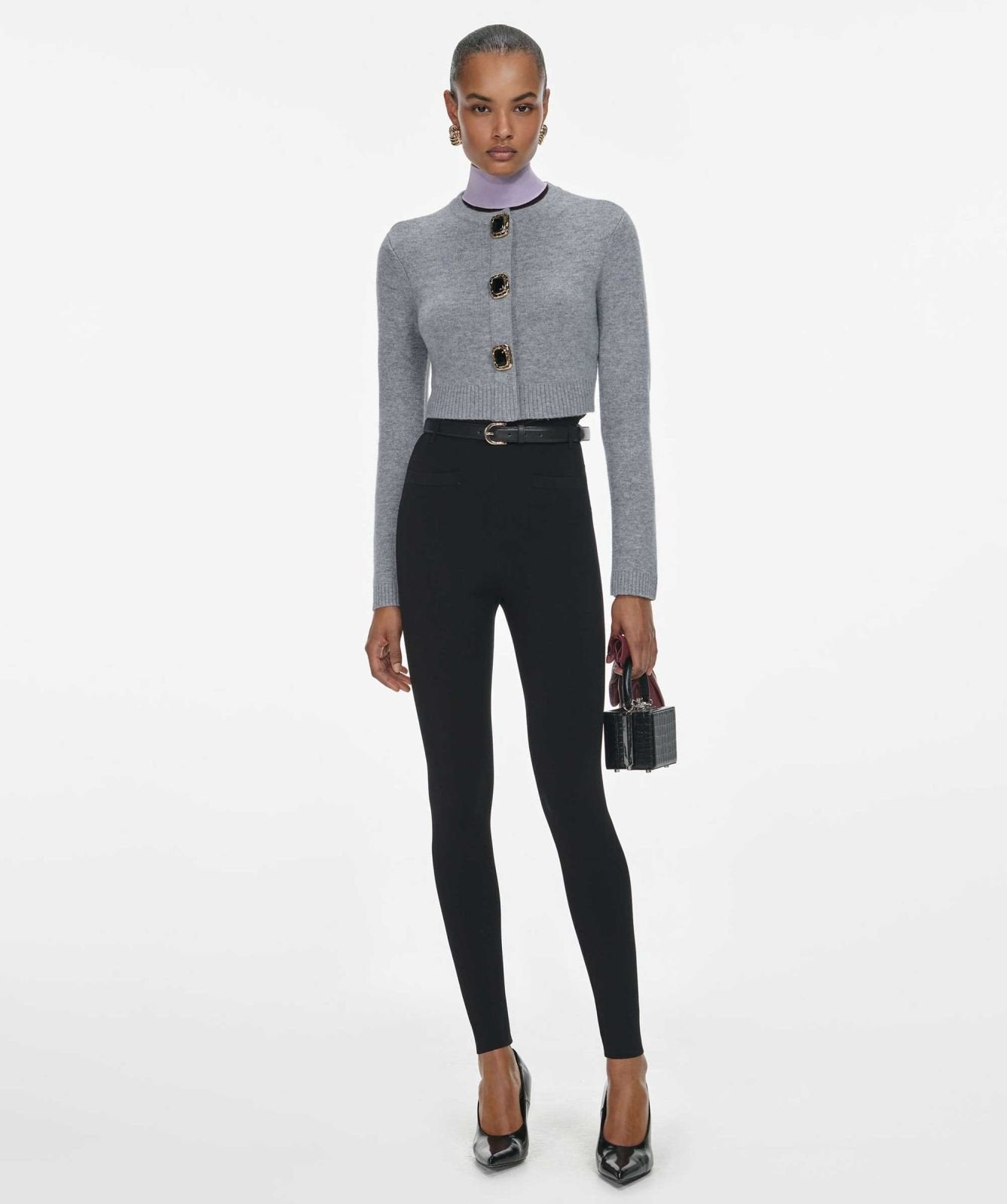 Self-Portrait Grey Wool Cardigan