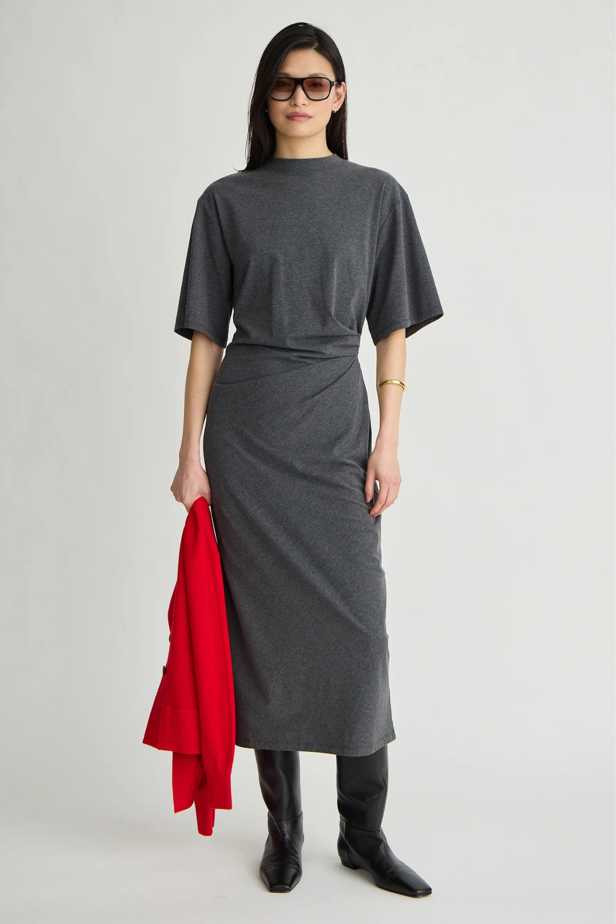 Apiece Apart Luna Cinched Maxi Dress - Heathered Charcoal
