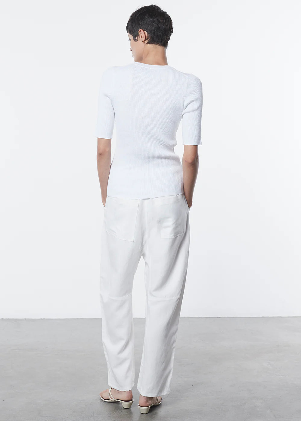 Enza Costa Linen Knit Half Sleeve Crew
