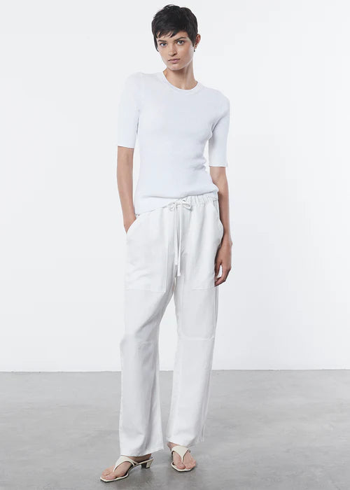 Enza Costa Linen Knit Half Sleeve Crew