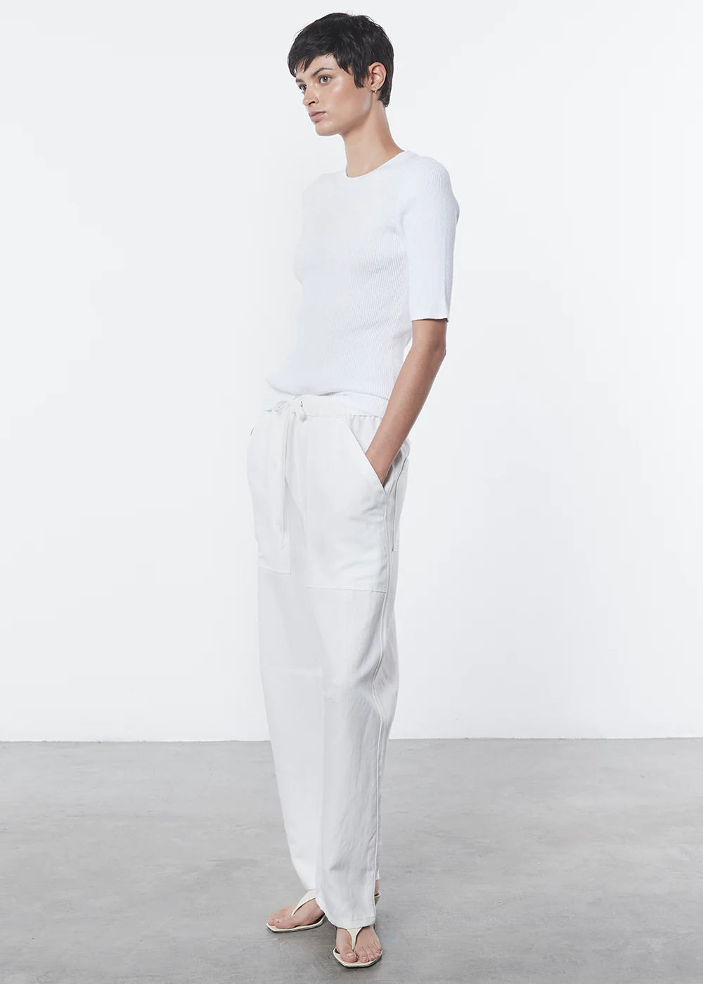 Enza Costa Linen Knit Half Sleeve Crew