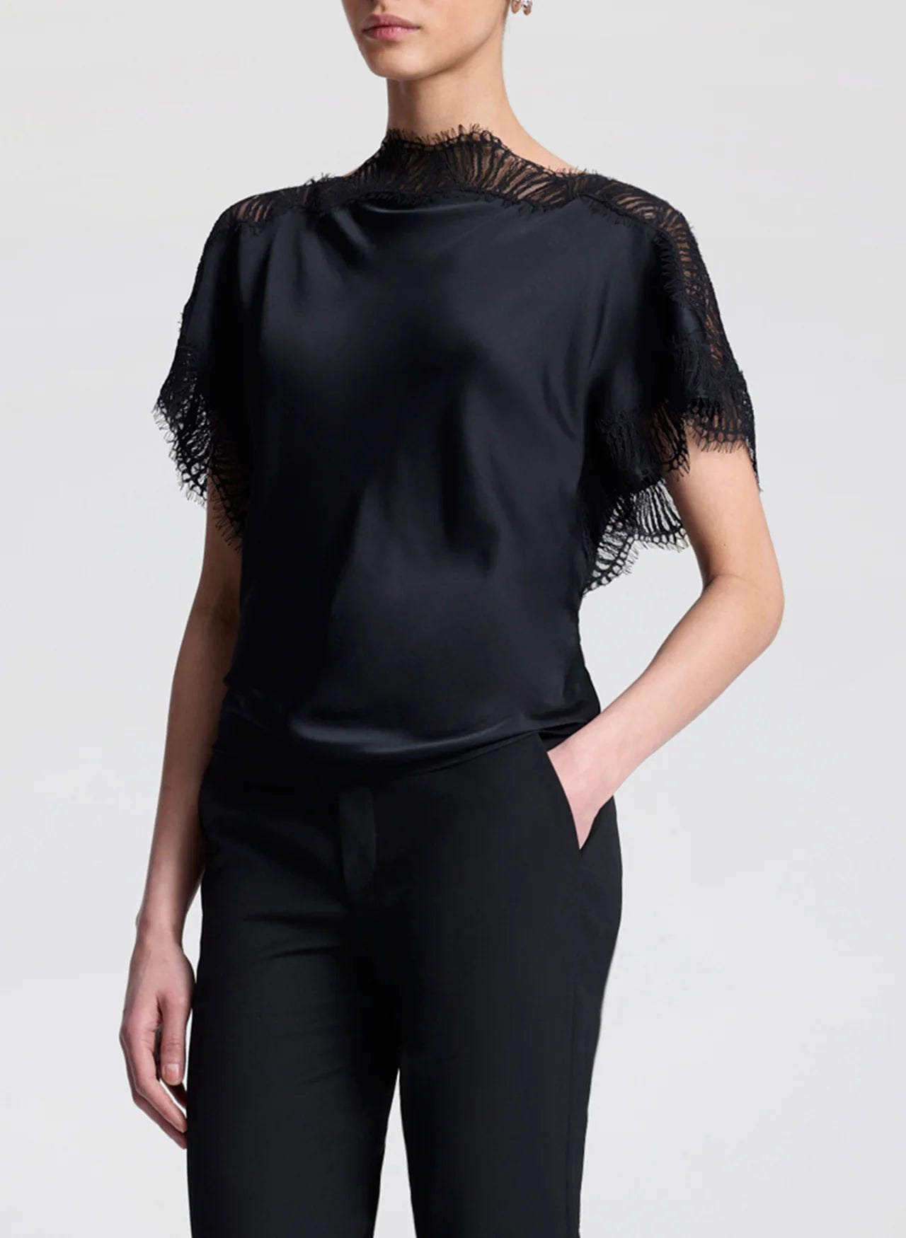 A.L.C. Luna Satin And Lace Top