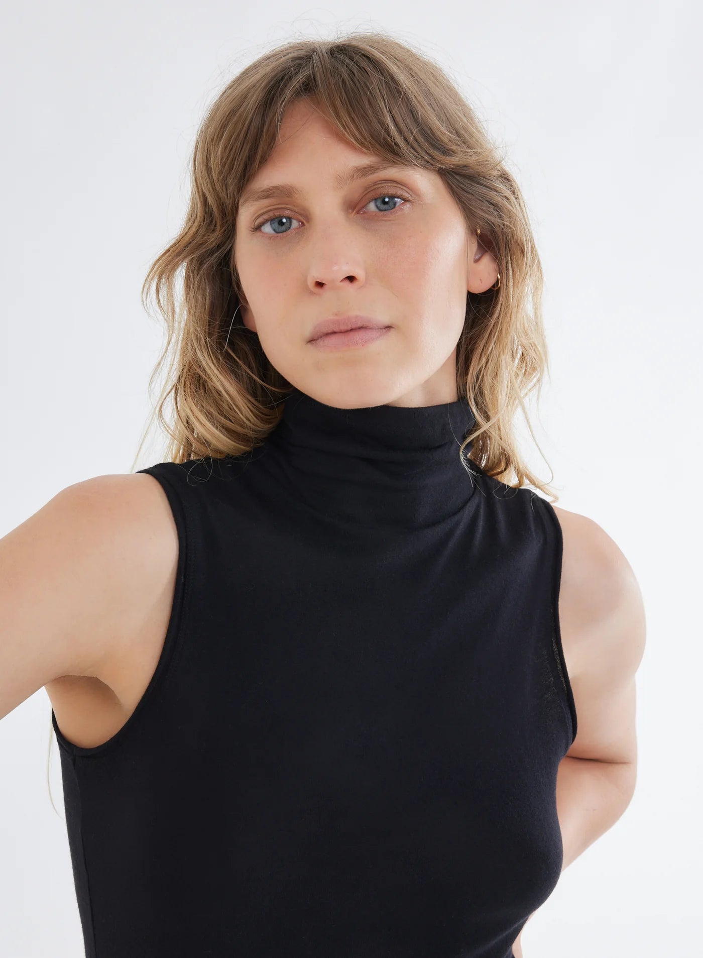 Majestic Filatures Soft Touch Sleeveless Turtleneck