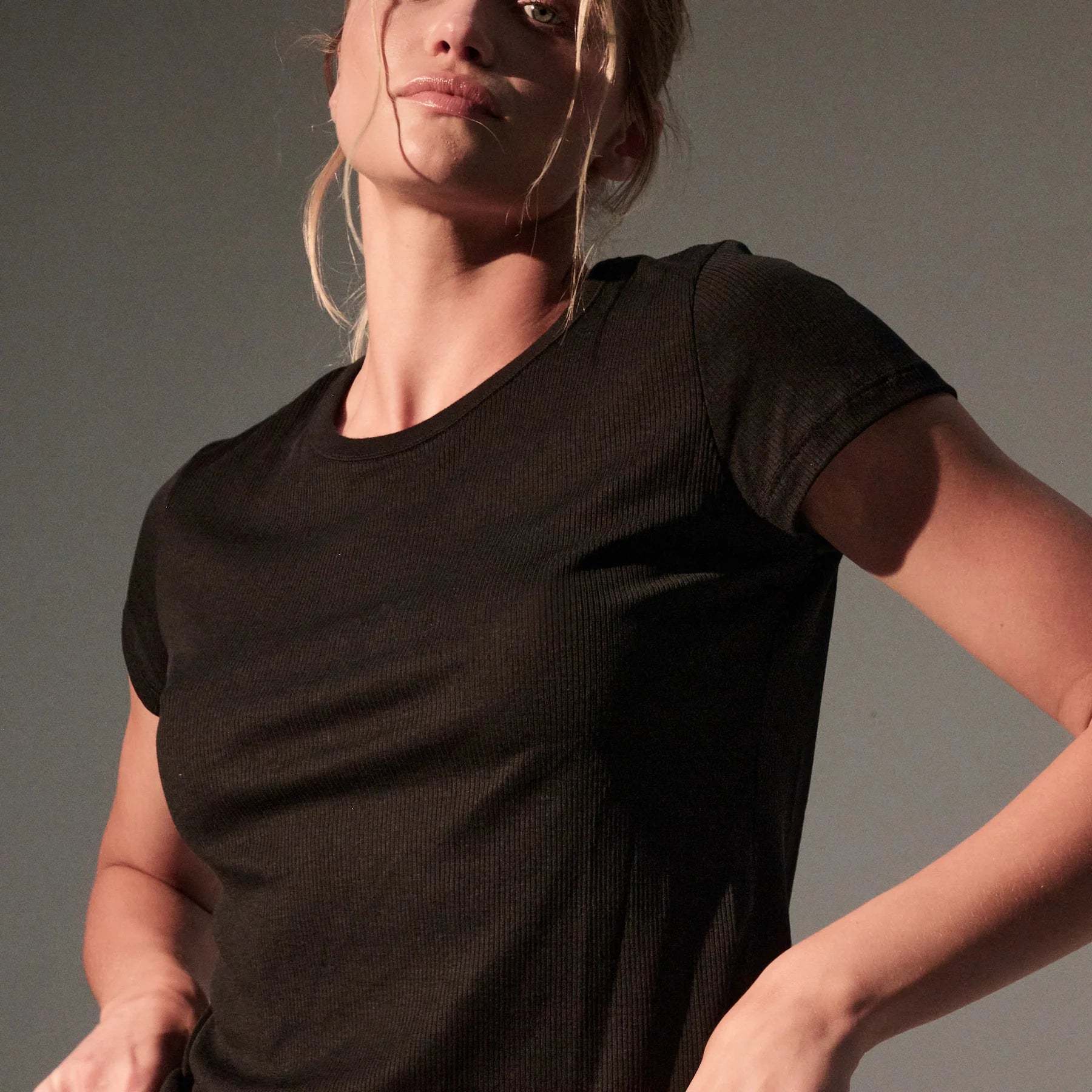 Majestic Filatures Lyocell Cotton Baby Rib Cuello Redondo Manga Corta