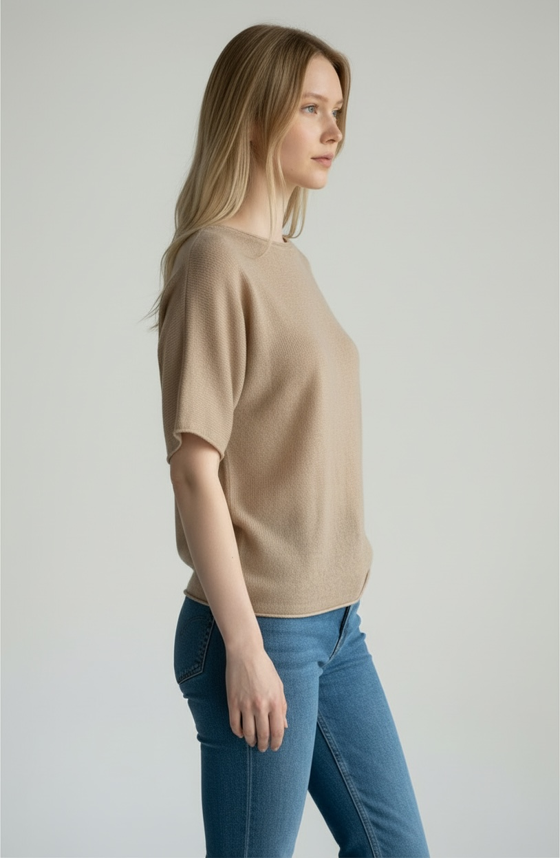 Majestic Filatures Cashmere Silk Elbow Sleeve Crewneck Top