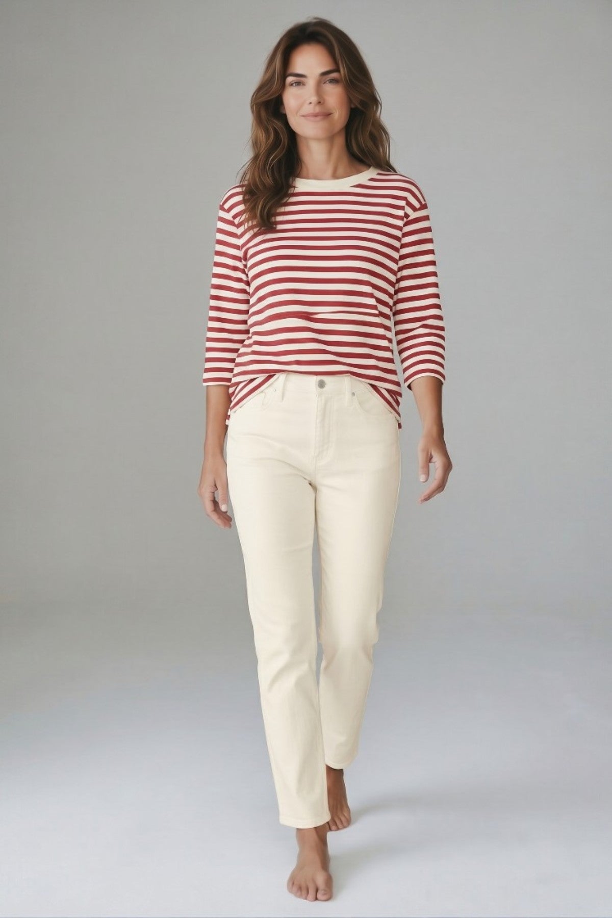 Majestic Filatures Cotton Linen Stripe Elbow Sleeve Boatneck Sweater - Amore
