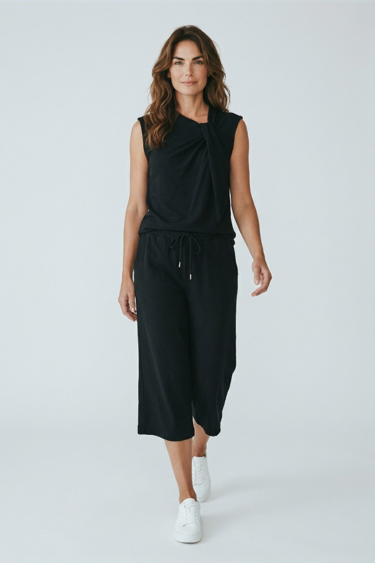 Majestic Filatures Cotton Linen Twist Front Sleeveless Top