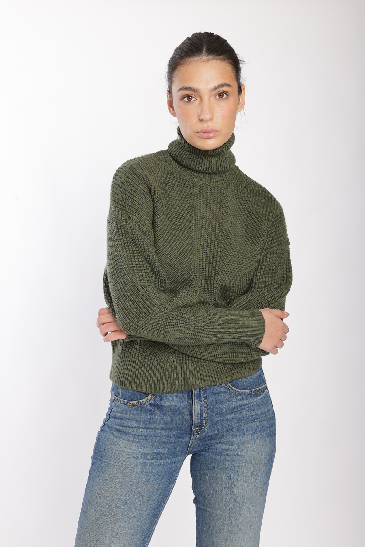 Majestic Filatures Merino Rib Long Sleeve Mock Neck Turtleneck