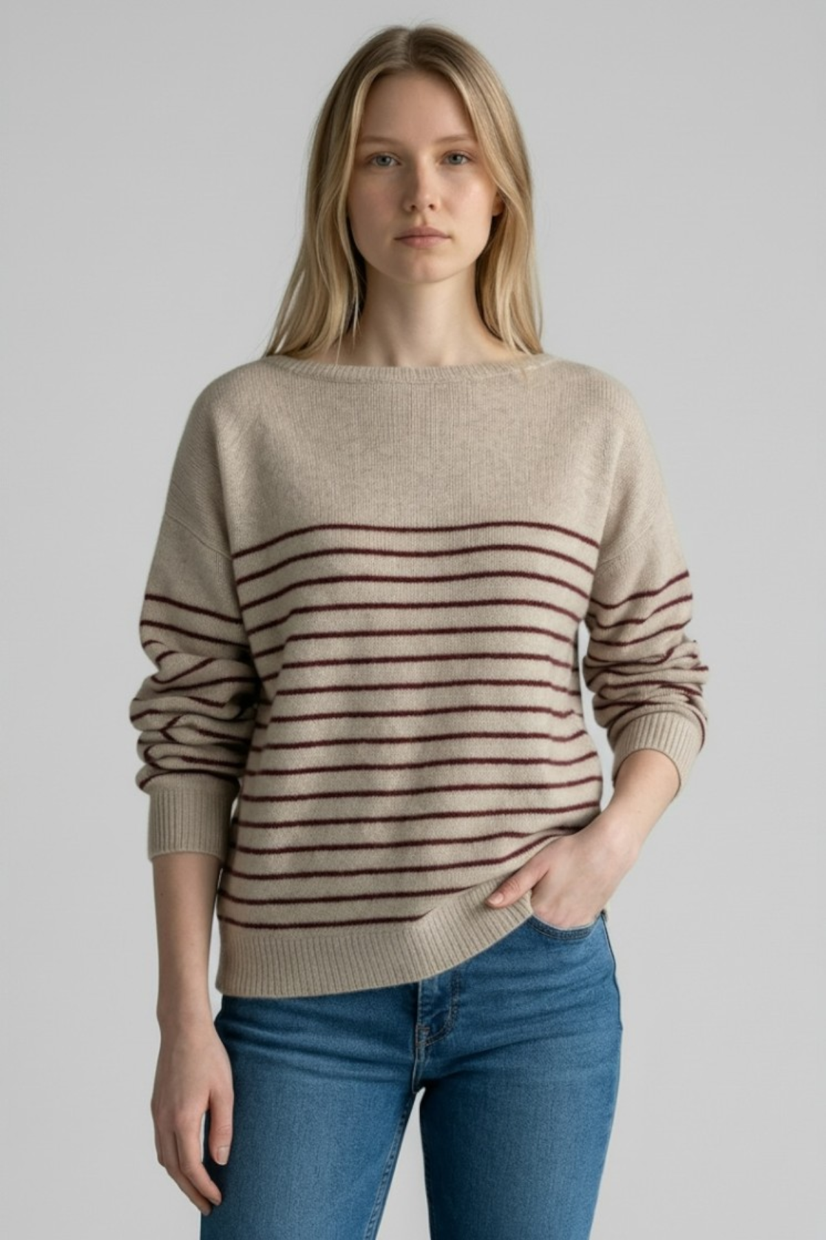 Majestic Filatures Wool Fox Knit Stripe Boatneck Sweater