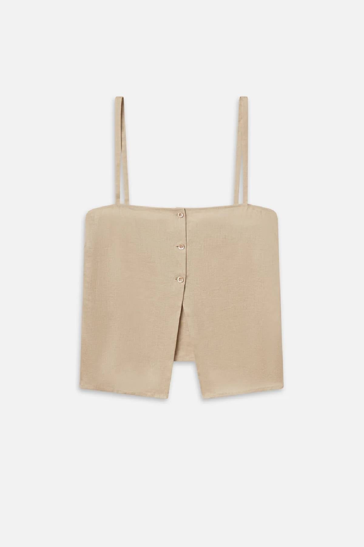 Frame The Linen Button Cami - Flax