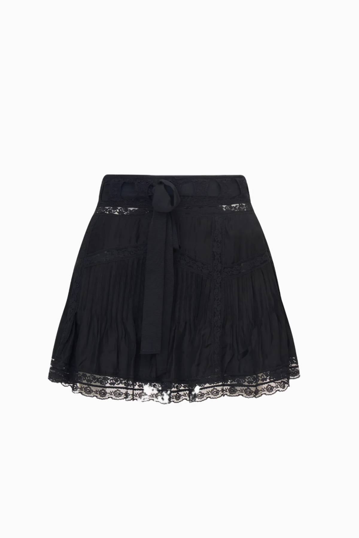 LoveShackFancy Willia Silk Lace-Detailed Mini Skirt
