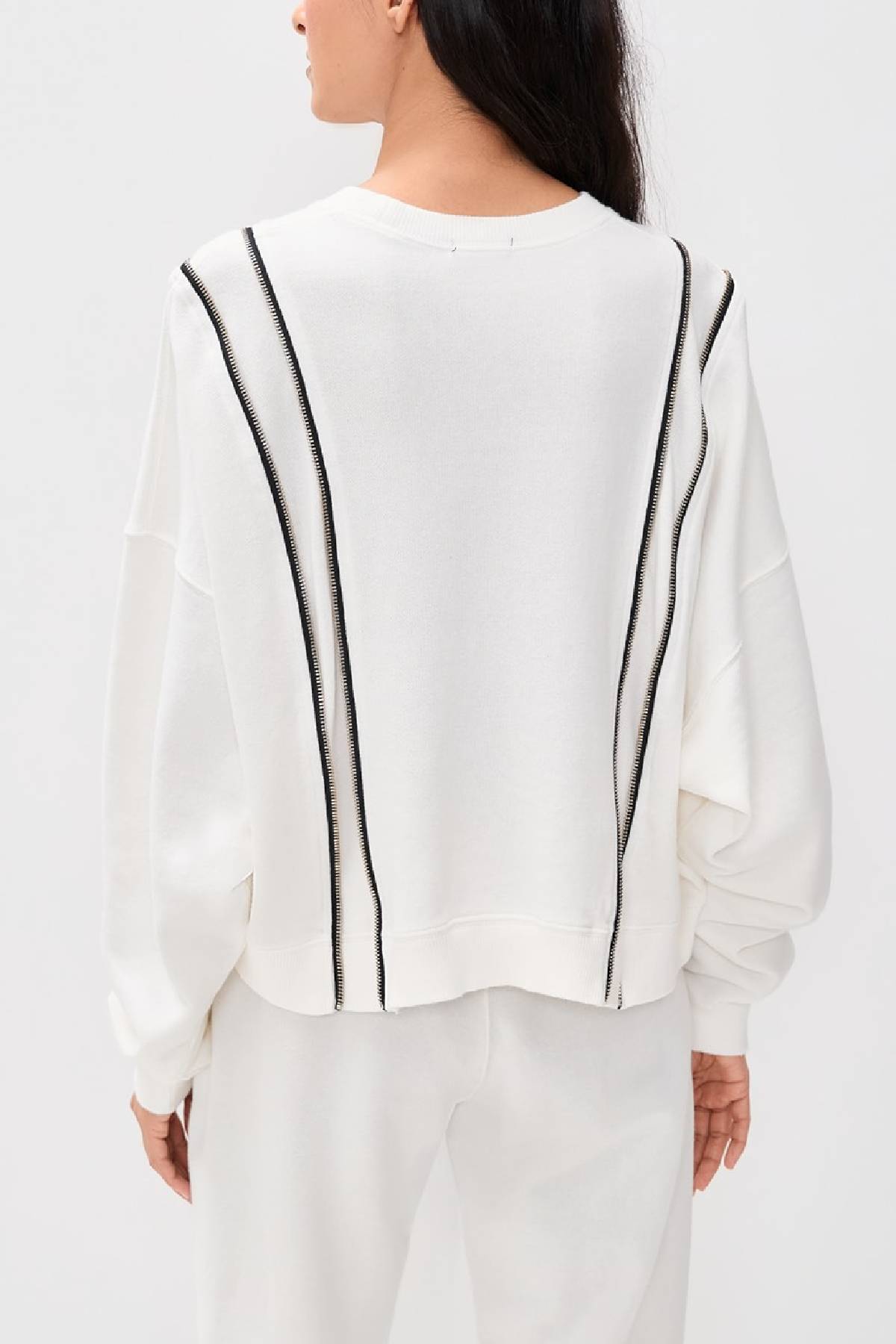 R13 Zippered Crewneck Top